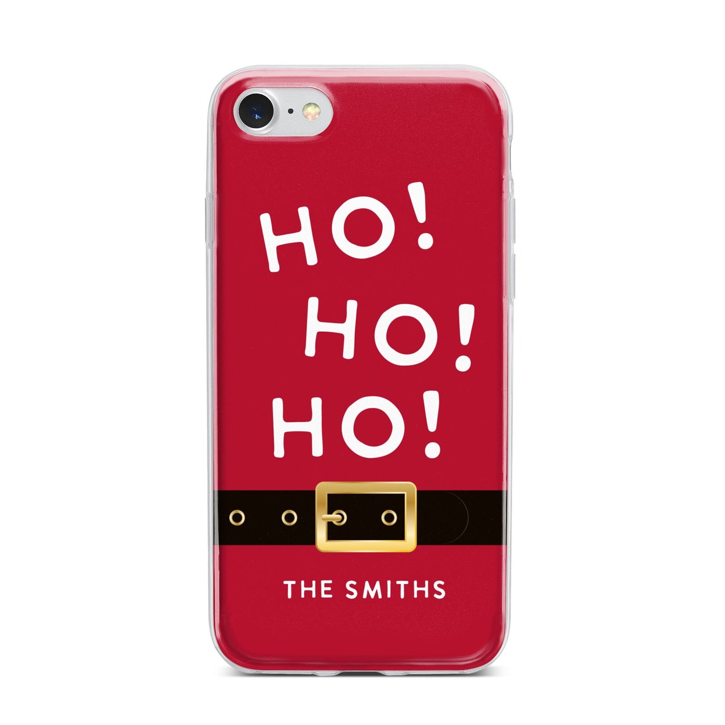 Santa Belt Personalised iPhone 7 Bumper Case on Silver iPhone