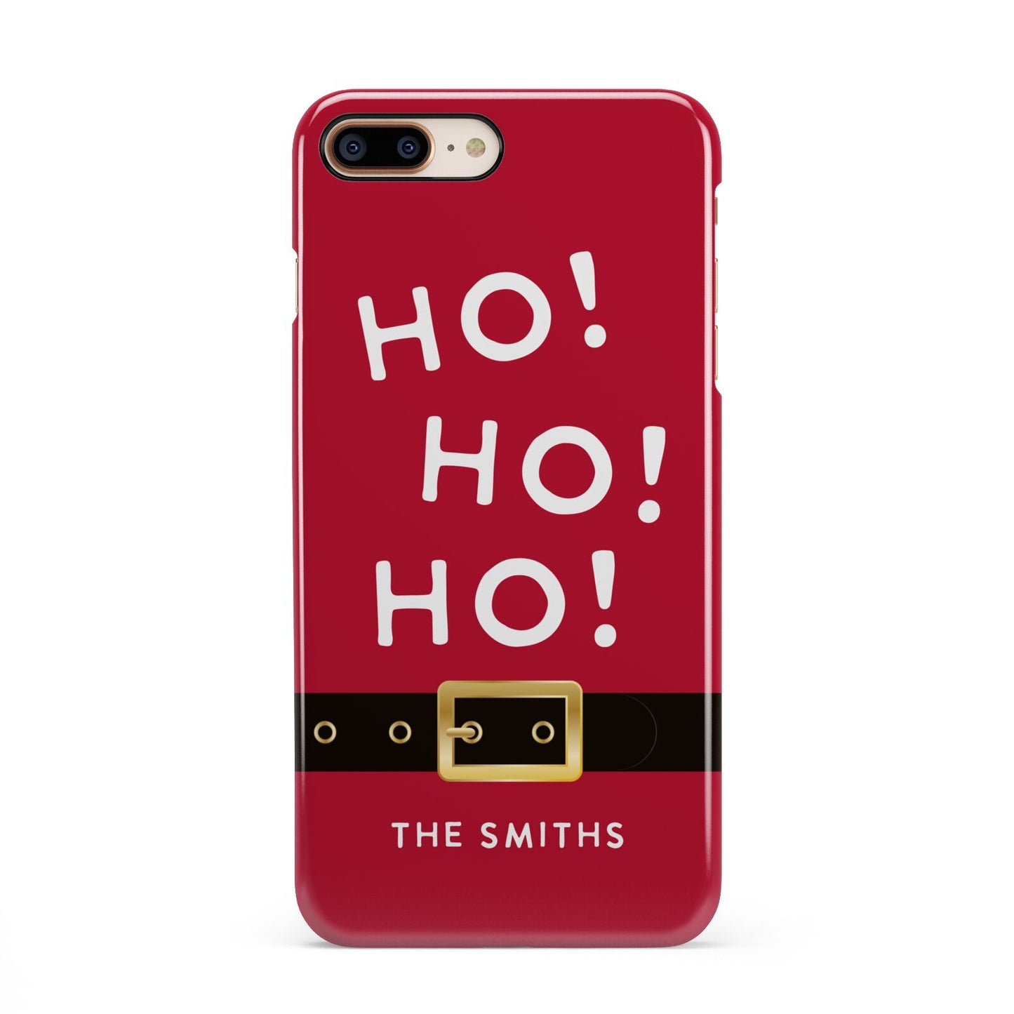 Santa Belt Personalised iPhone 8 Plus 3D Snap Case on Gold Phone