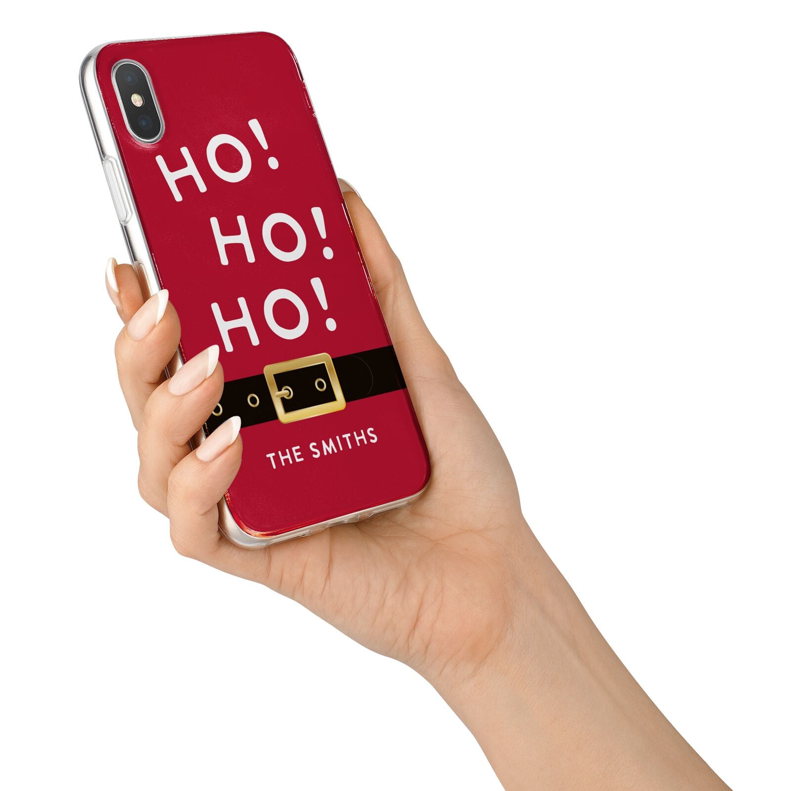 Santa Belt Personalised iPhone X Bumper Case on Silver iPhone Alternative Image 2