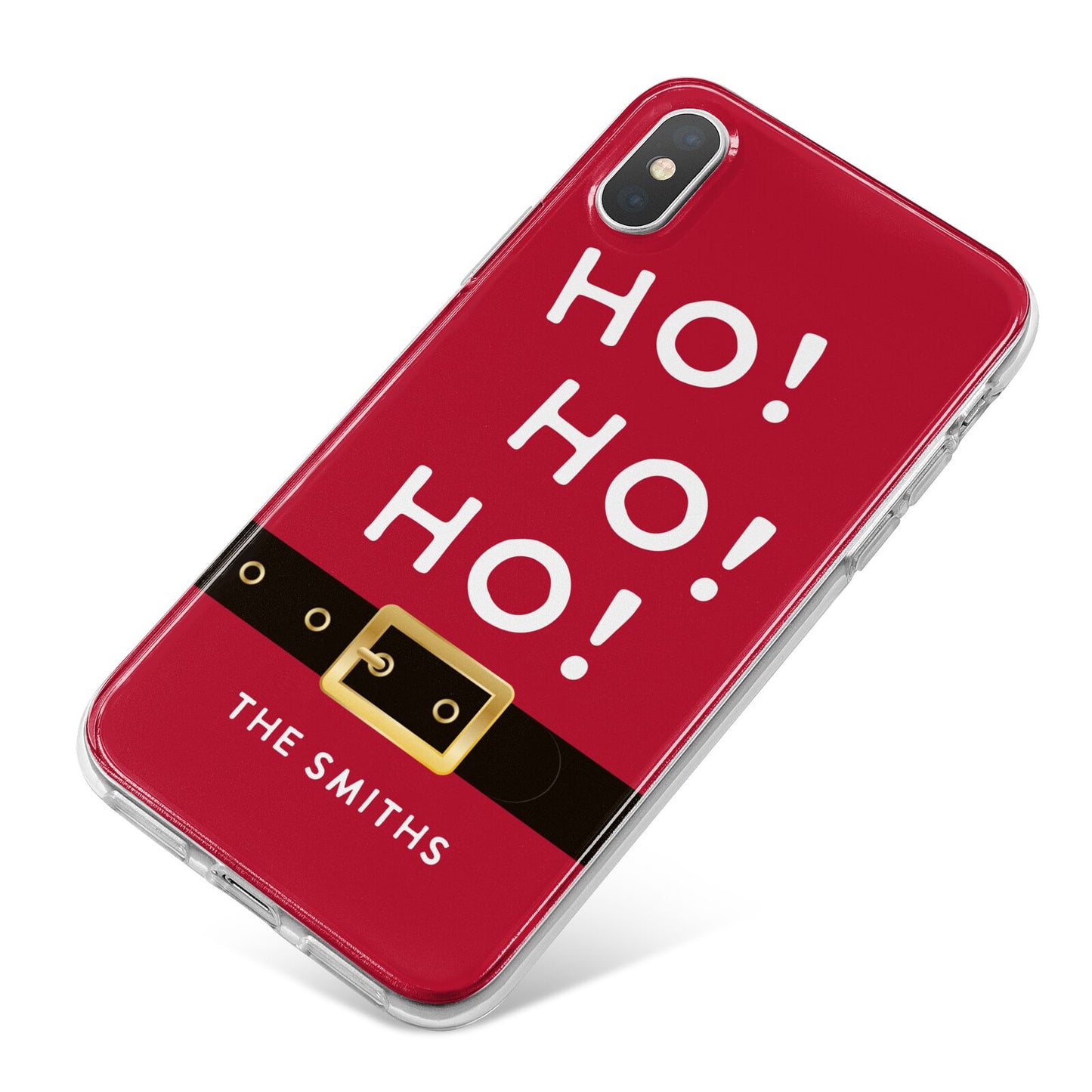 Santa Belt Personalised iPhone X Bumper Case on Silver iPhone