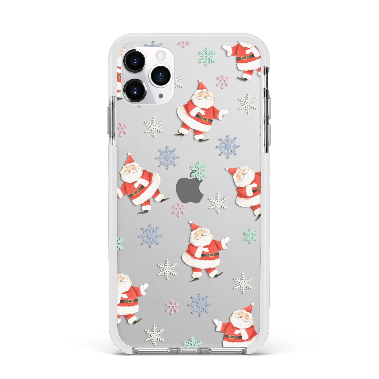 Santa Snowflake Apple iPhone 11 Pro Max in Silver with White Impact Case