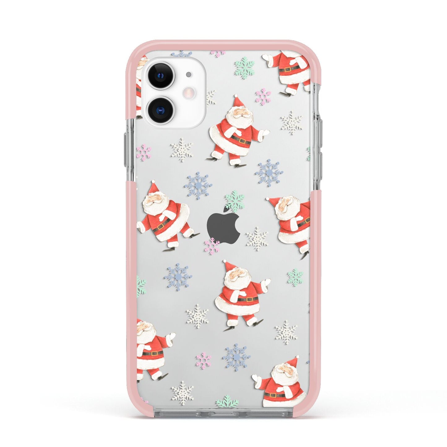 Santa Snowflake Apple iPhone 11 in White with Pink Impact Case