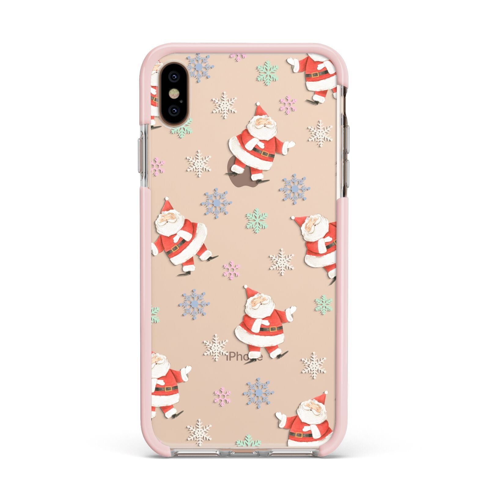 Santa Snowflake Apple iPhone Xs Max Impact Case Pink Edge on Gold Phone