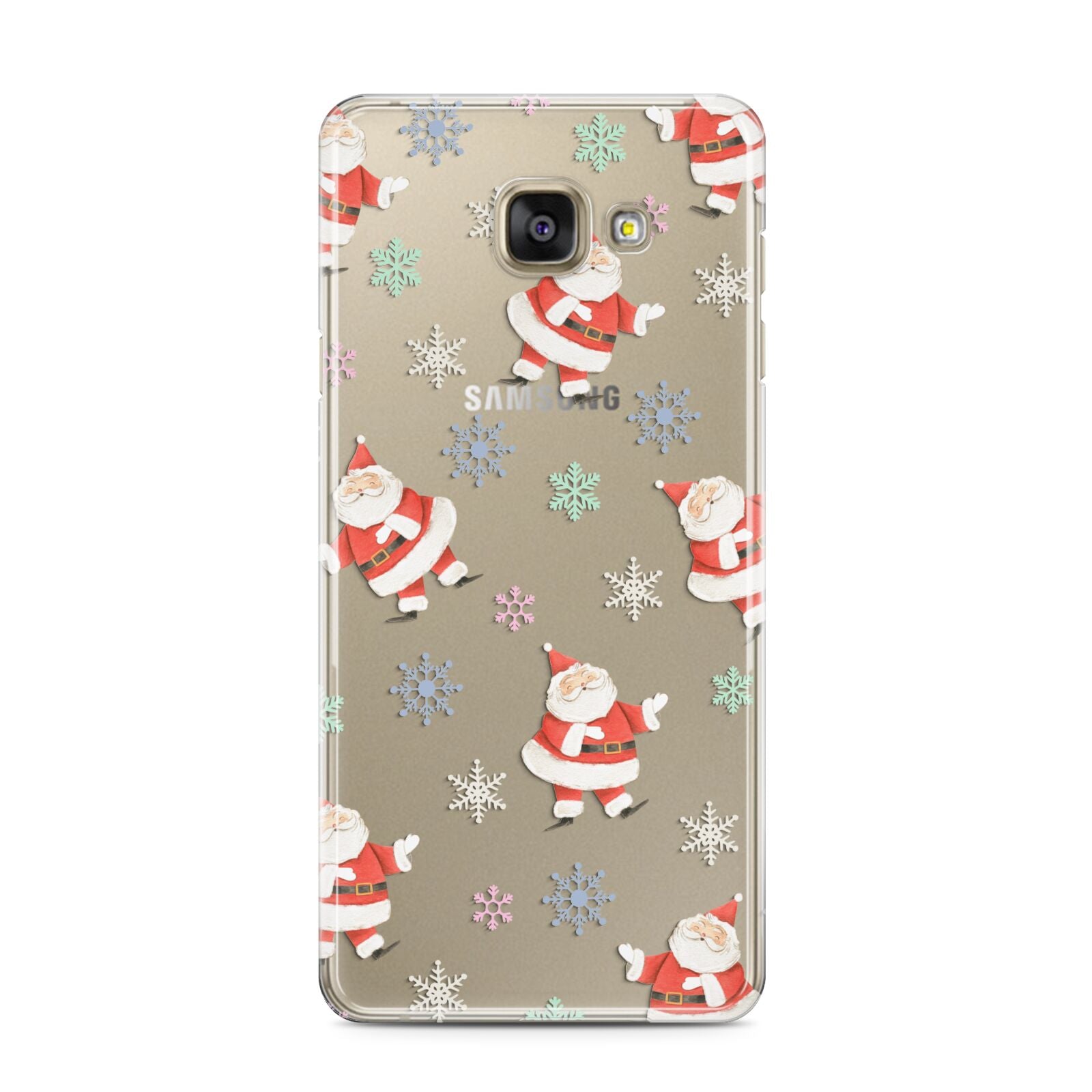 Santa Snowflake Samsung Galaxy A3 2016 Case on gold phone