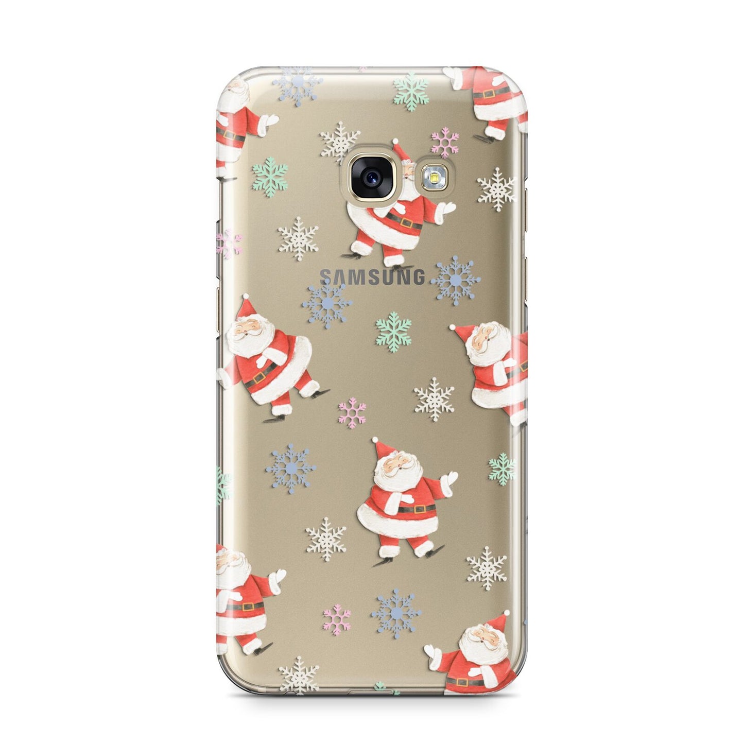 Santa Snowflake Samsung Galaxy A3 2017 Case on gold phone