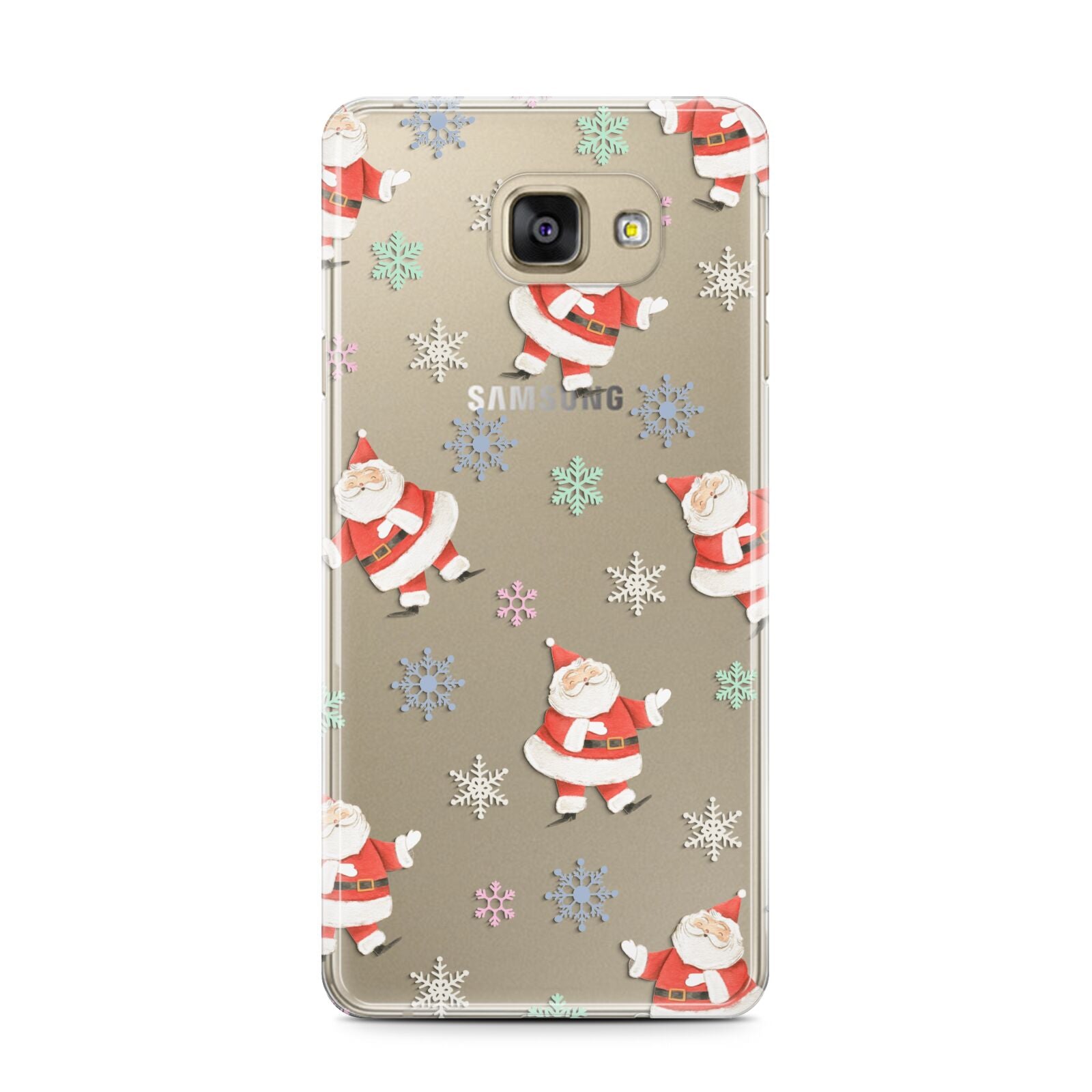 Santa Snowflake Samsung Galaxy A7 2016 Case on gold phone