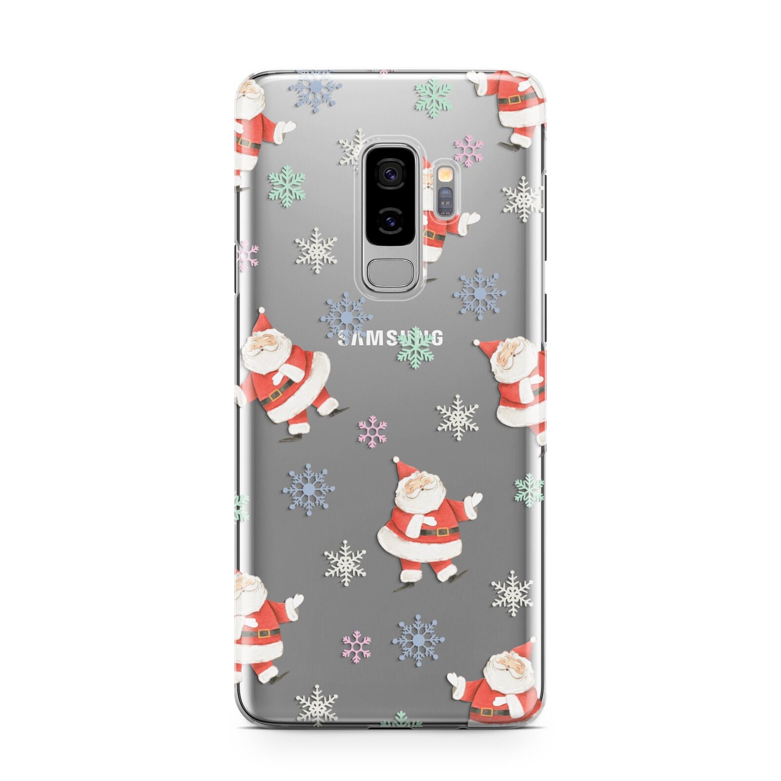 Santa Snowflake Samsung Galaxy S9 Plus Case on Silver phone