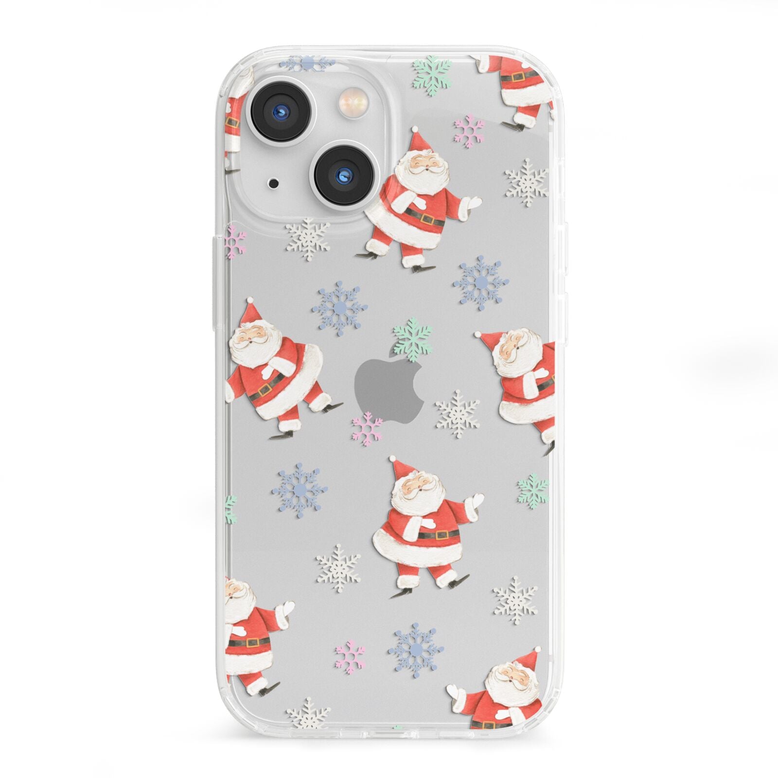 Santa Snowflake iPhone 13 Mini Clear Bumper Case