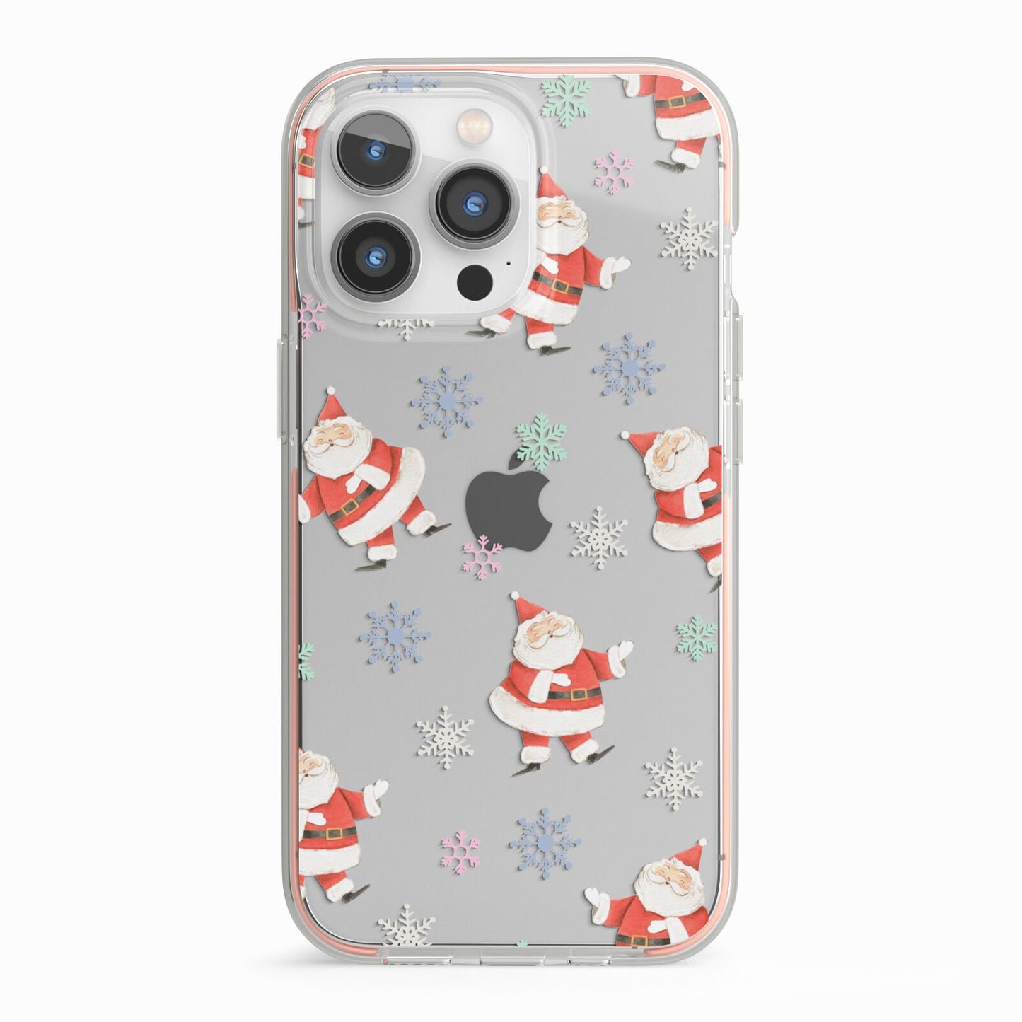 Santa Snowflake iPhone 13 Pro TPU Impact Case with Pink Edges