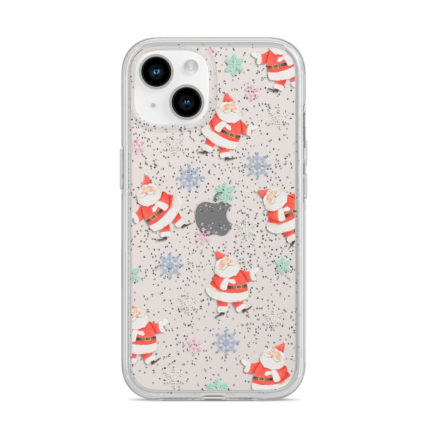 Santa Snowflake iPhone 14 Glitter Tough Case Starlight