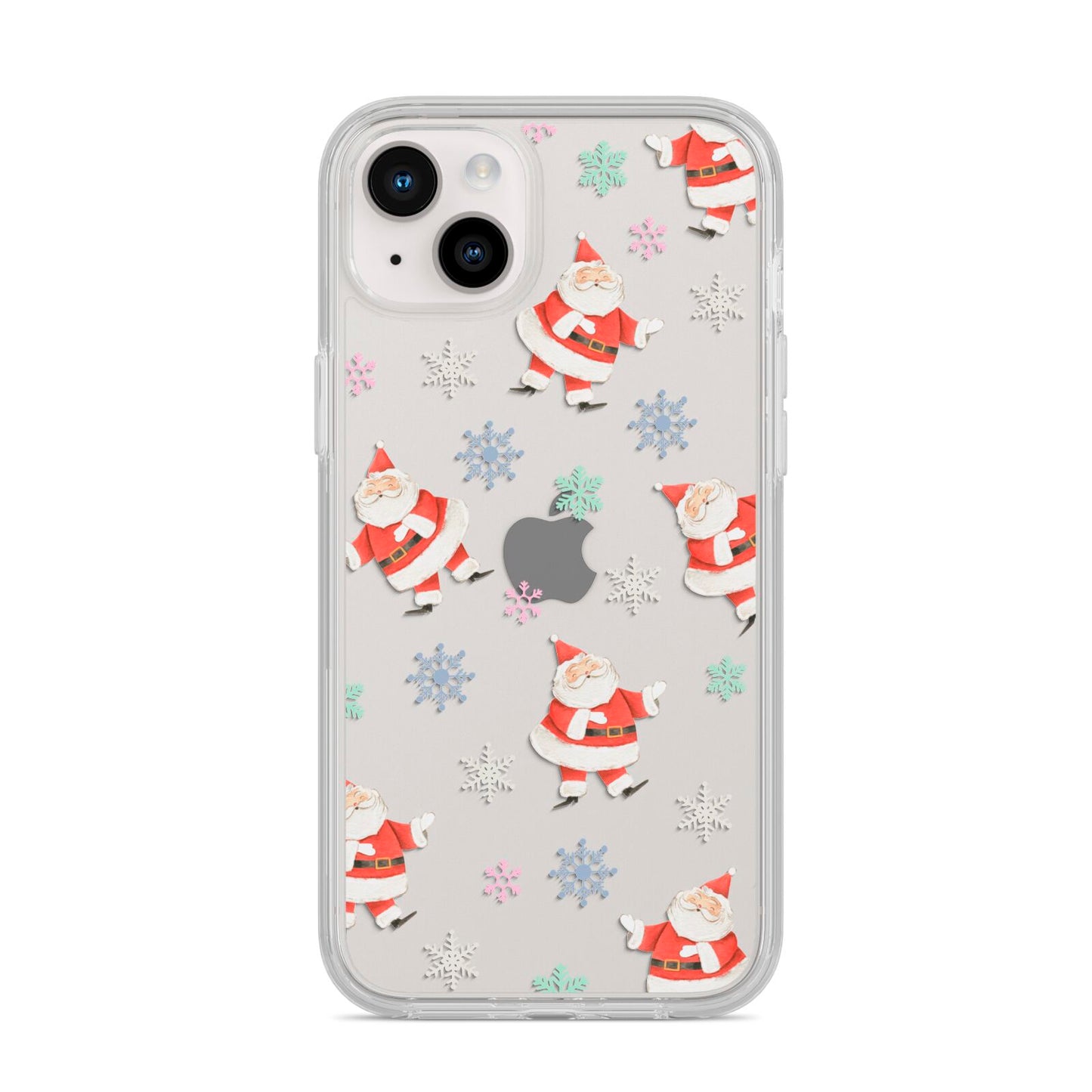 Santa Snowflake iPhone 14 Plus Clear Tough Case Starlight