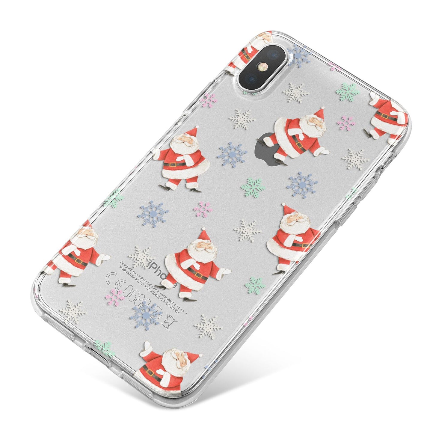 Santa Snowflake iPhone X Bumper Case on Silver iPhone