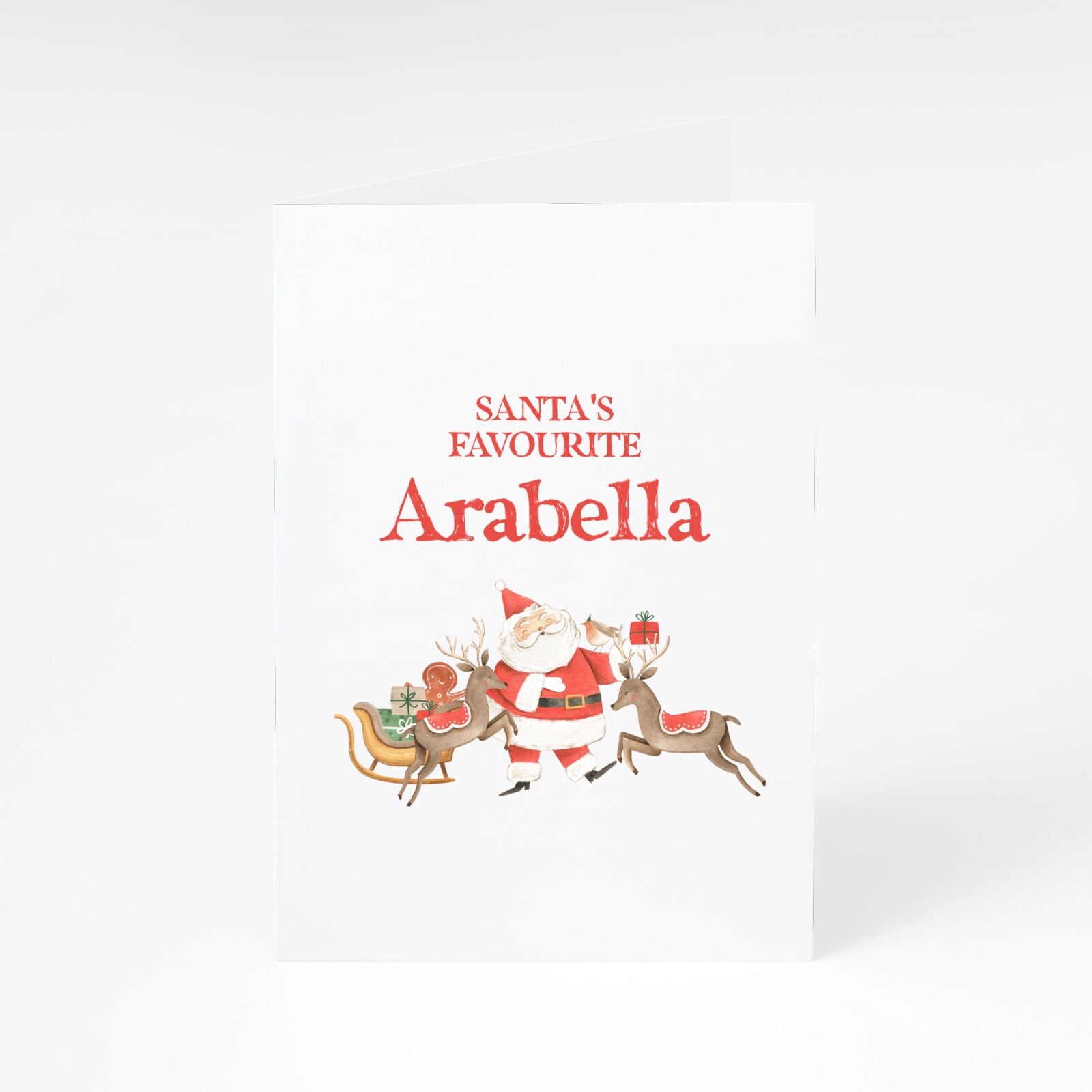 Santas Favourite Personalised Name A5 Greetings Card