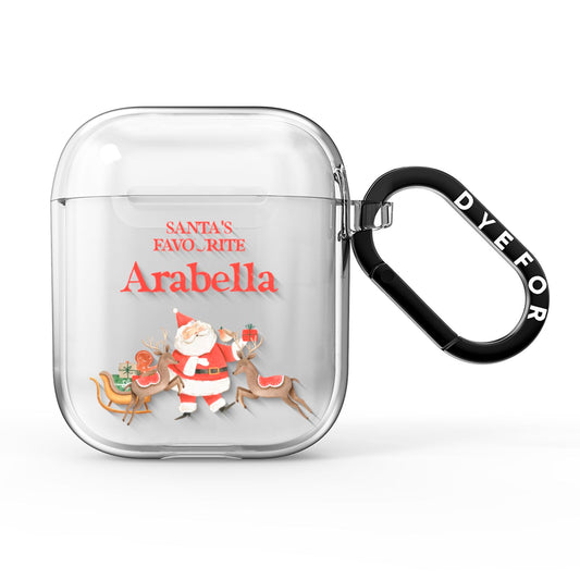 Santas Favourite Personalised Name AirPods Clear Case