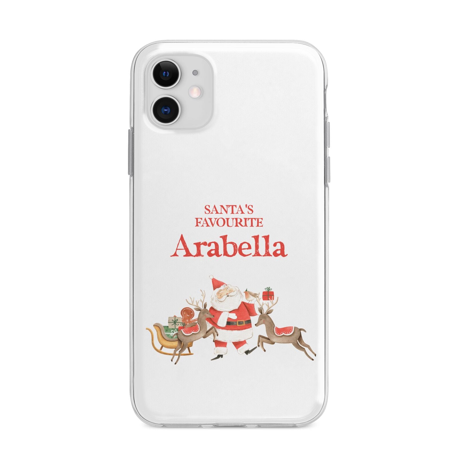 Santas Favourite Personalised Name Apple iPhone 11 in White with Bumper Case