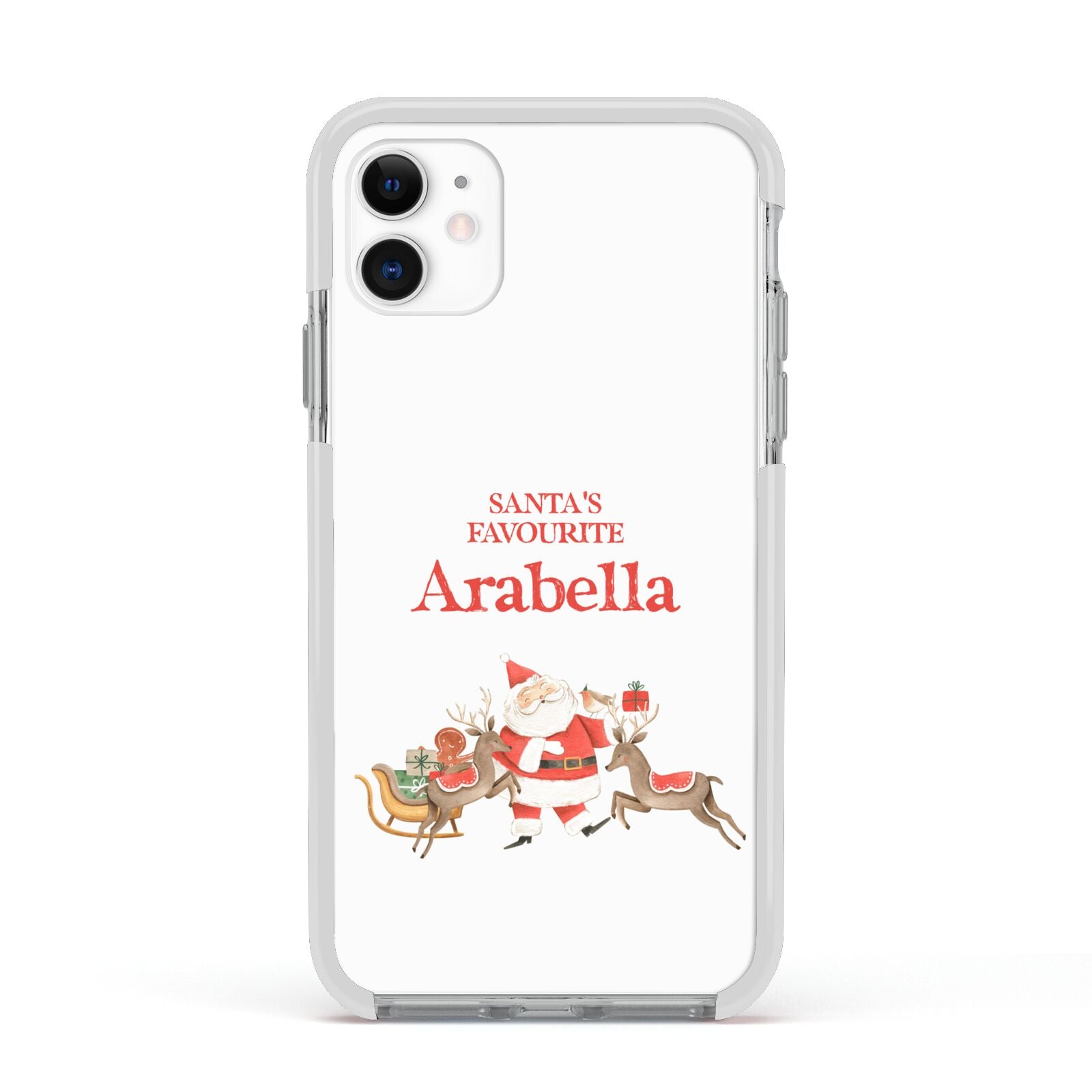 Santas Favourite Personalised Name Apple iPhone 11 in White with White Impact Case