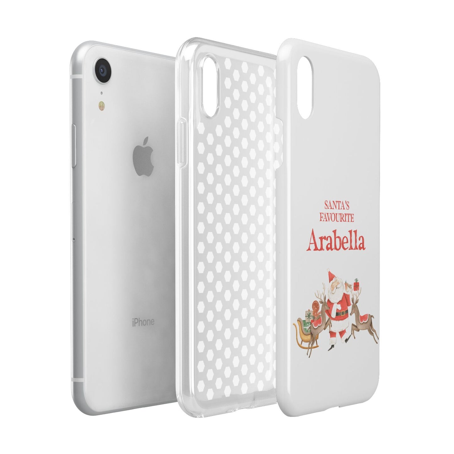 Santas Favourite Personalised Name Apple iPhone XR White 3D Tough Case Expanded view