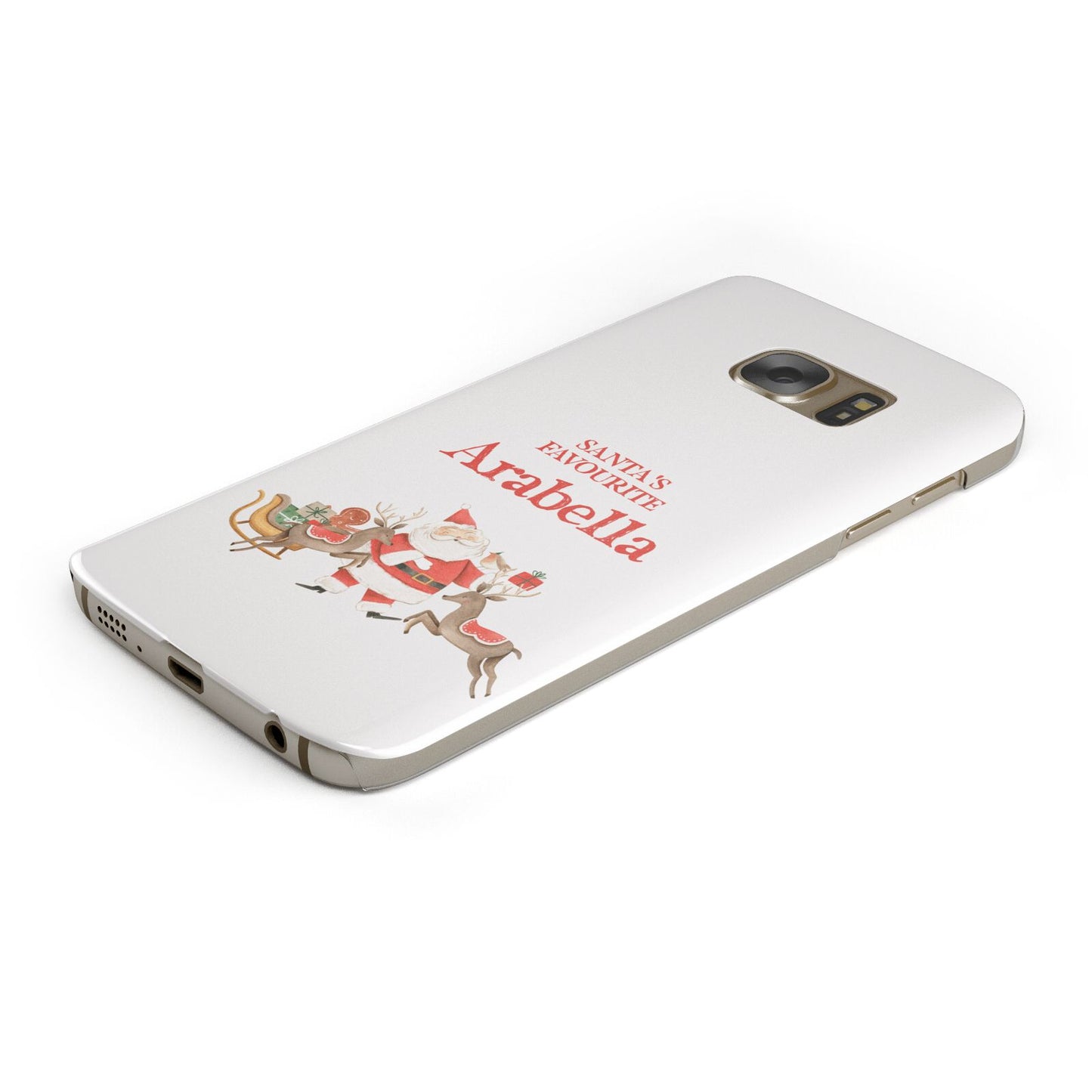 Santas Favourite Personalised Name Protective Samsung Galaxy Case Angled Image