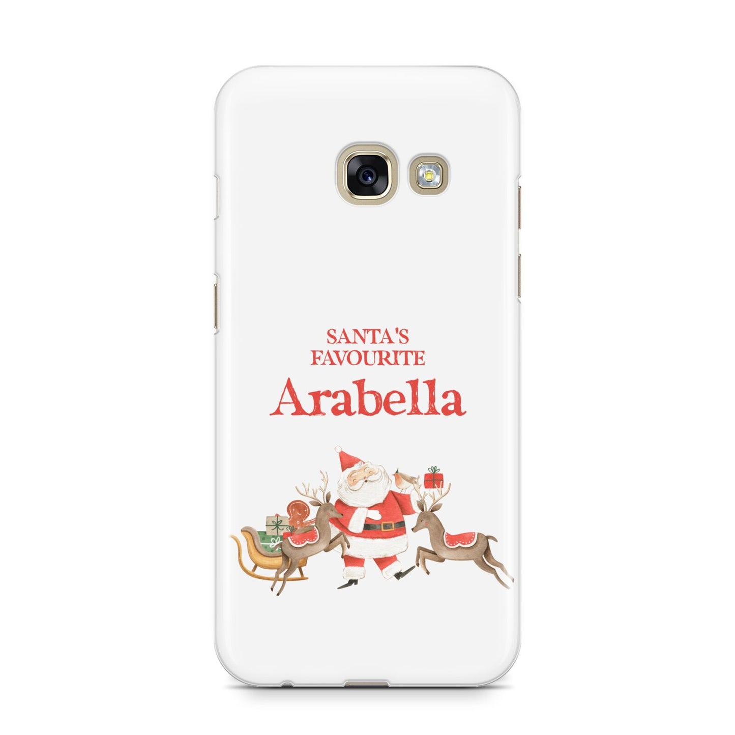 Santas Favourite Personalised Name Samsung Galaxy A3 2017 Case on gold phone