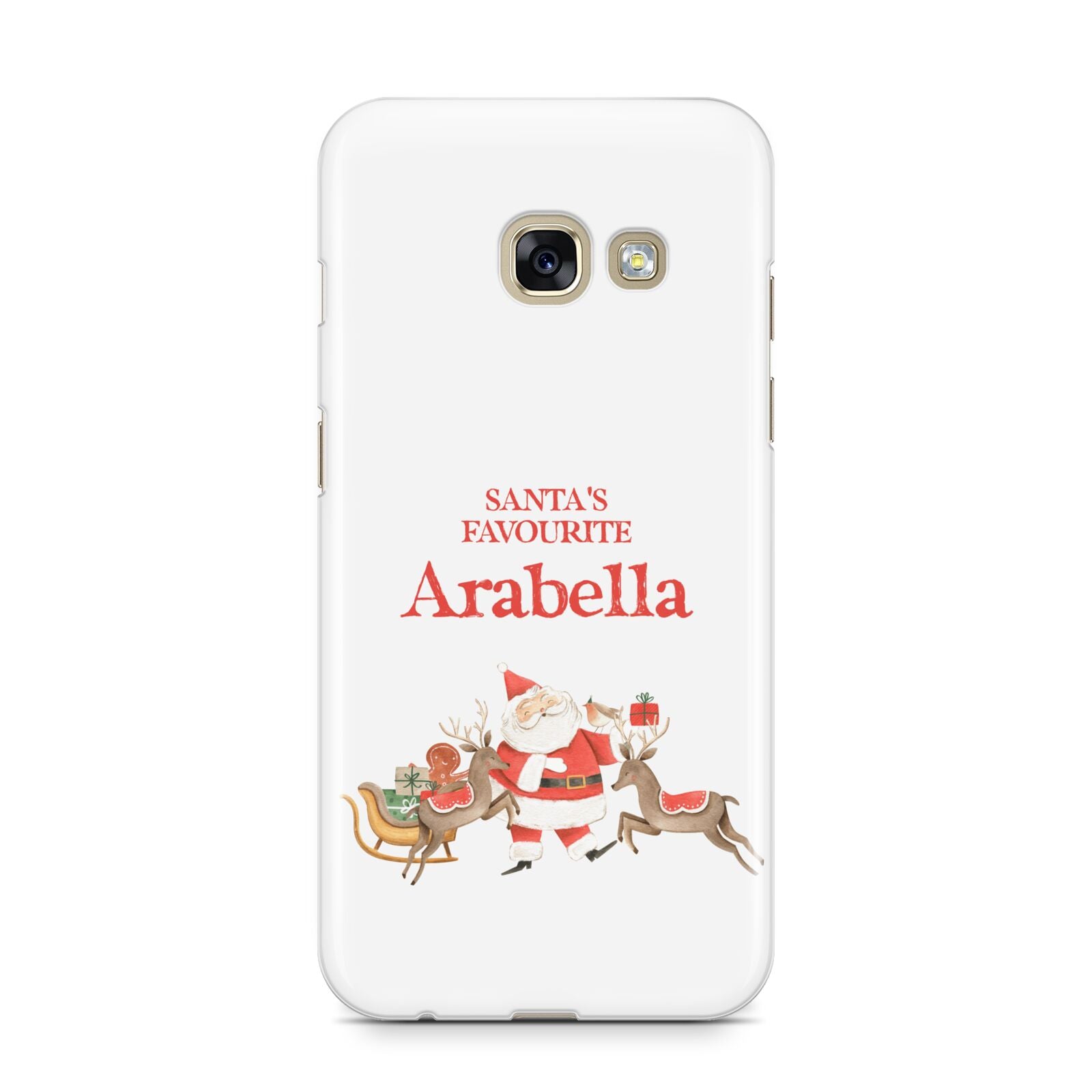 Santas Favourite Personalised Name Samsung Galaxy A3 2017 Case on gold phone