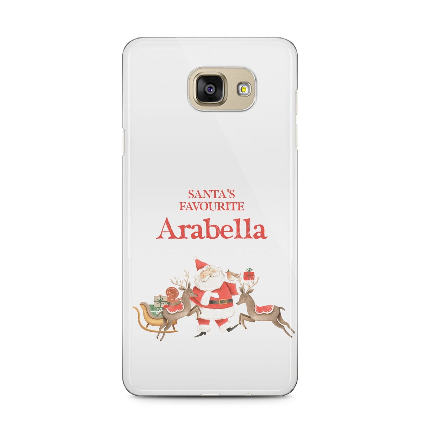 Santas Favourite Personalised Name Samsung Galaxy A5 2016 Case on gold phone