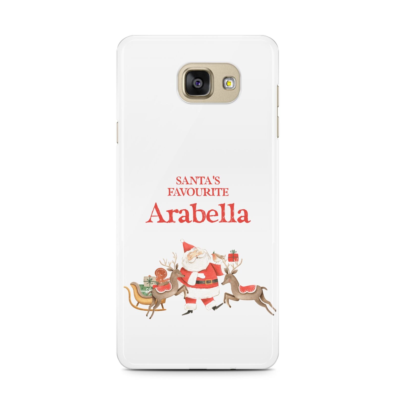 Santas Favourite Personalised Name Samsung Galaxy A7 2016 Case on gold phone