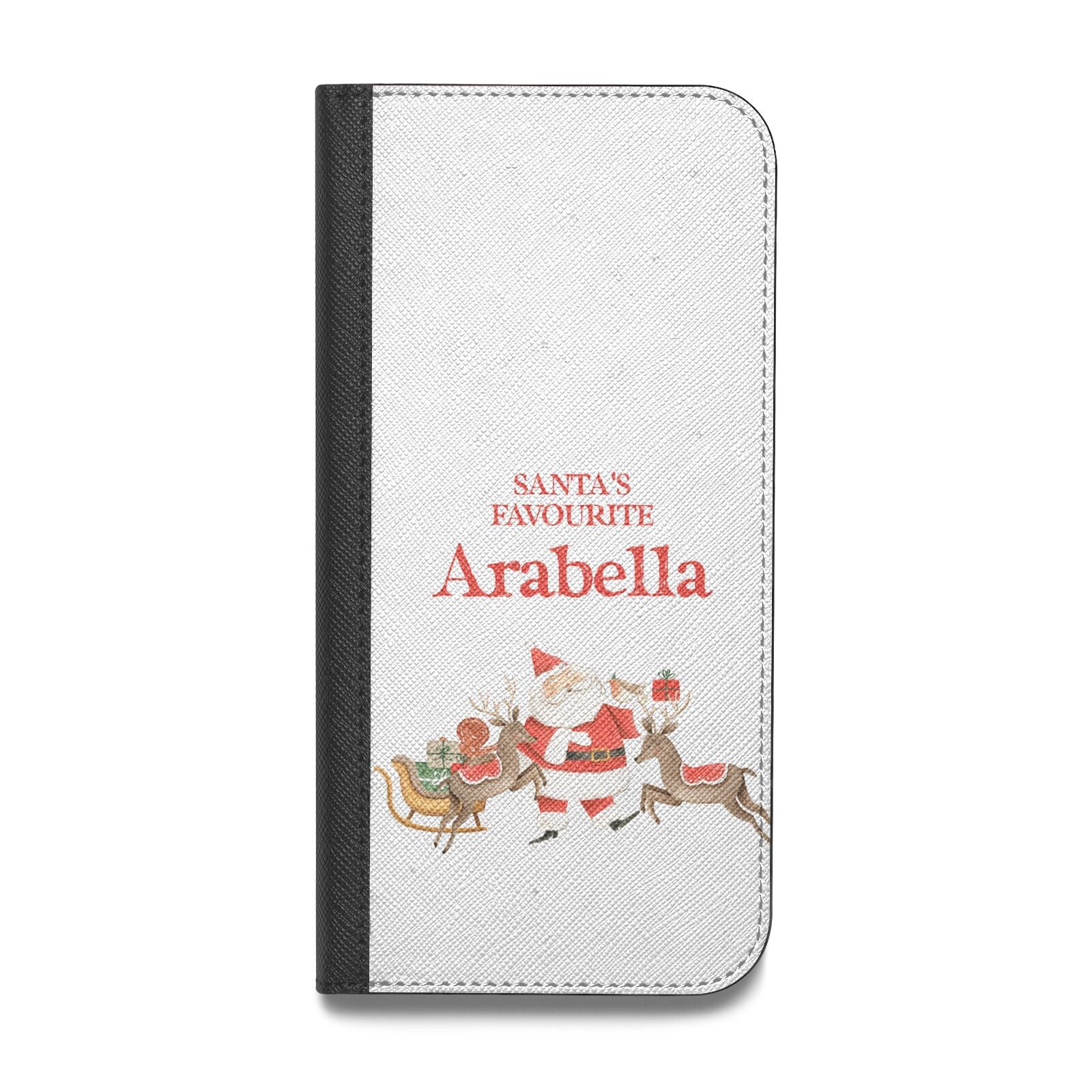 Santas Favourite Personalised Name Vegan Leather Flip iPhone Case