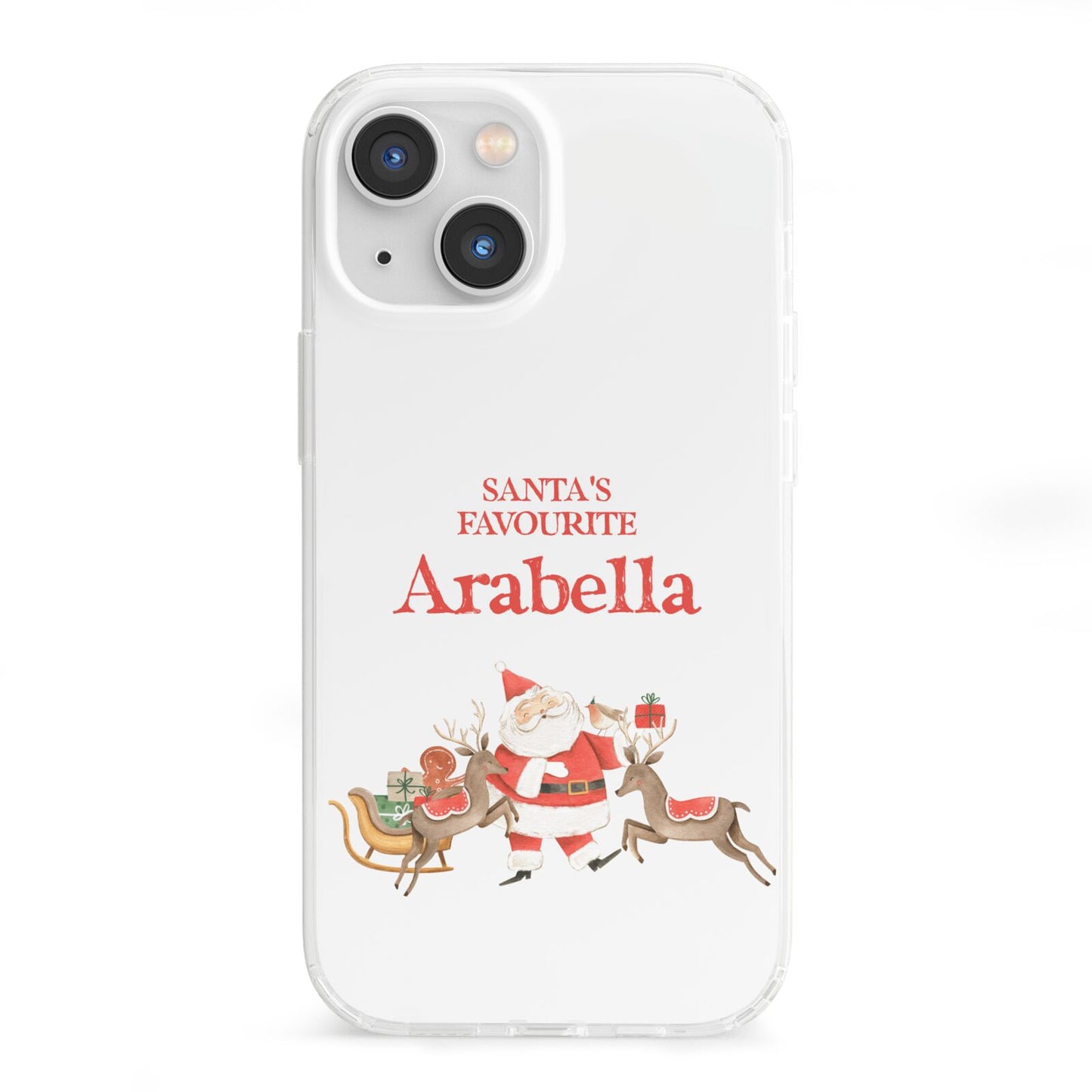 Santas Favourite Personalised Name iPhone 13 Mini Clear Bumper Case