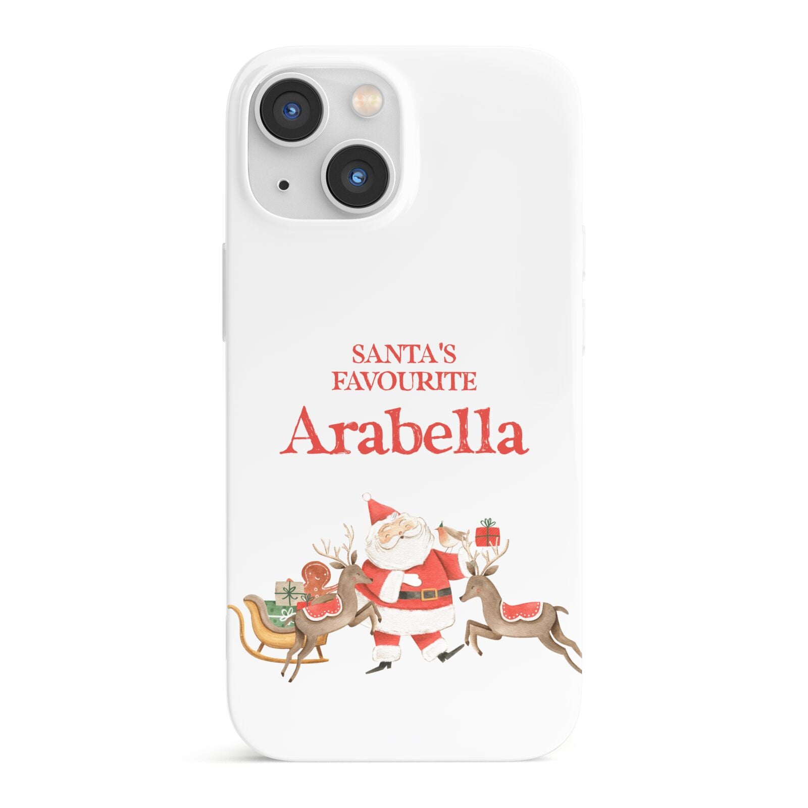 Santas Favourite Personalised Name iPhone 13 Mini Full Wrap 3D Snap Case