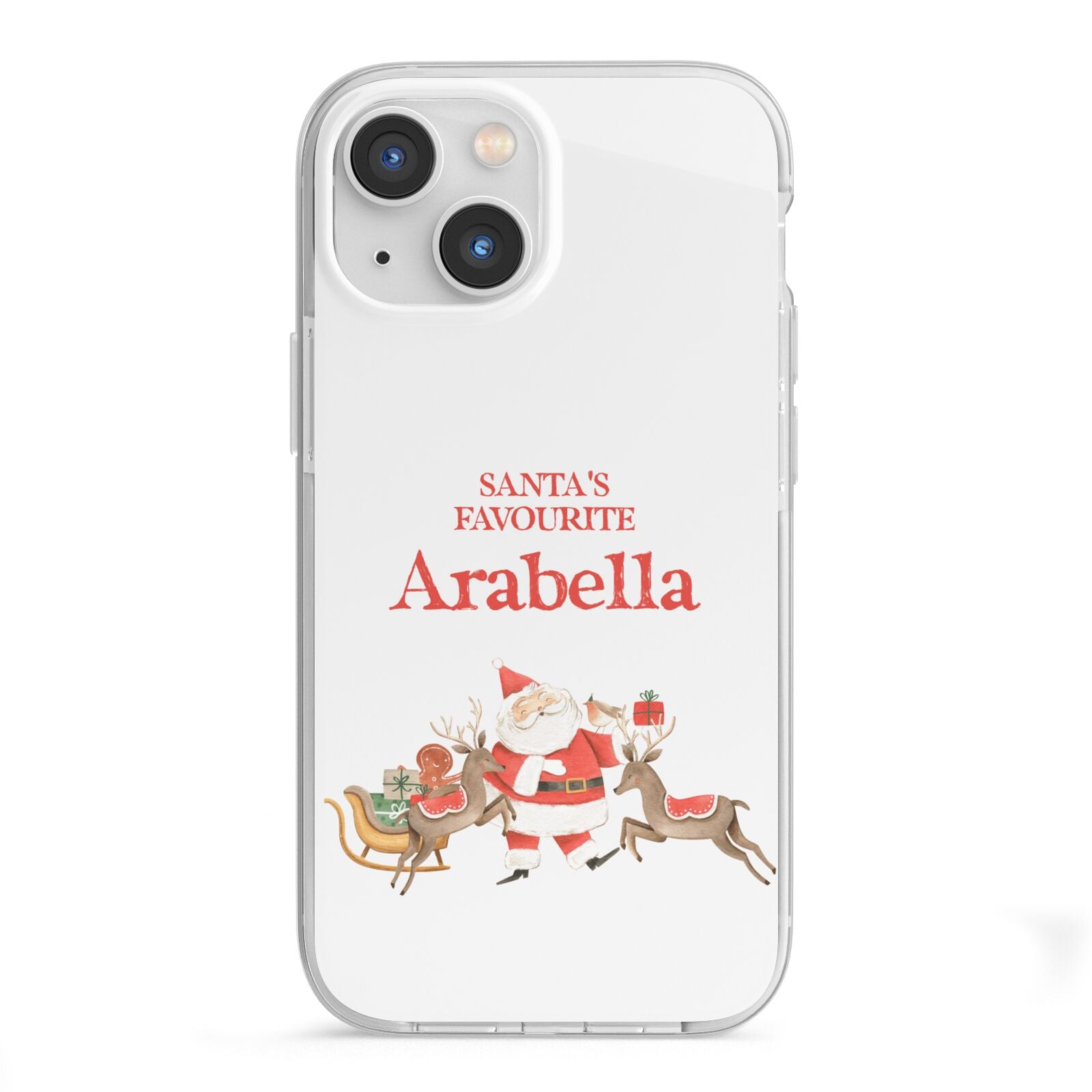 Santas Favourite Personalised Name iPhone 13 Mini TPU Impact Case with White Edges