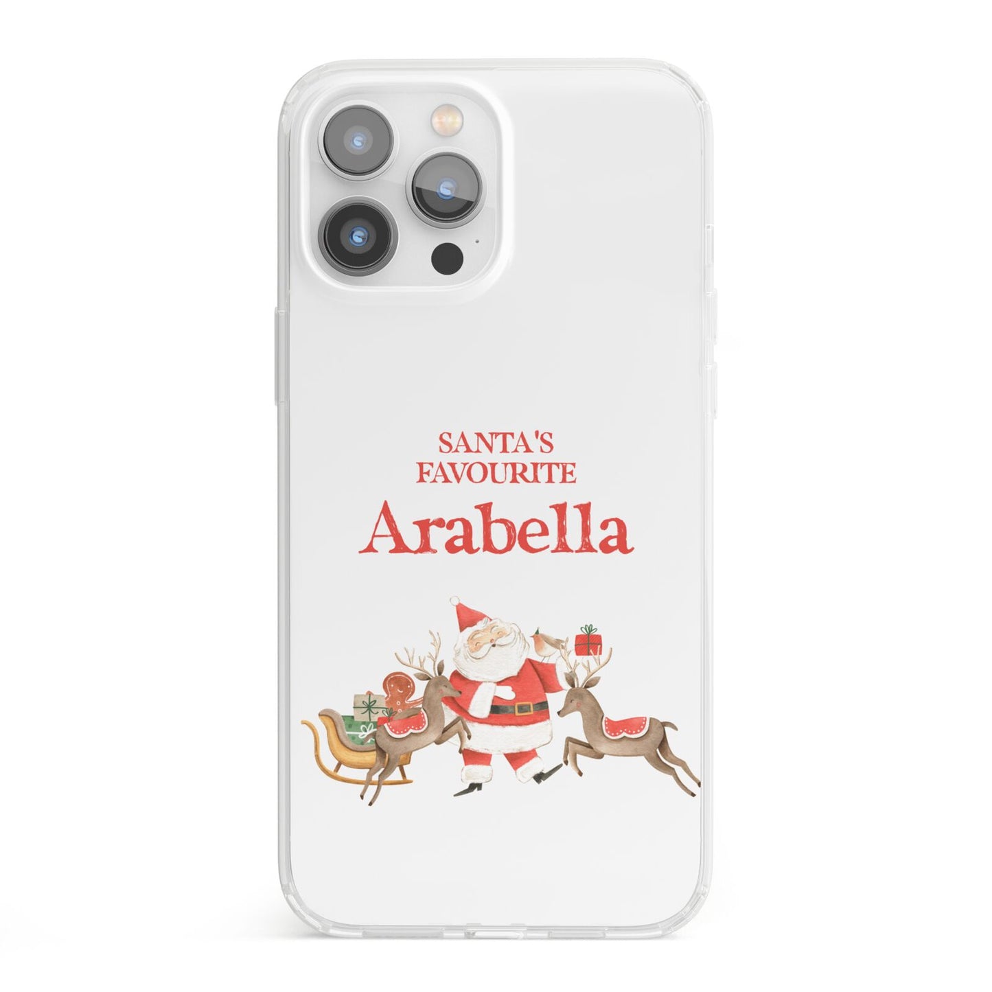 Santas Favourite Personalised Name iPhone 13 Pro Max Clear Bumper Case