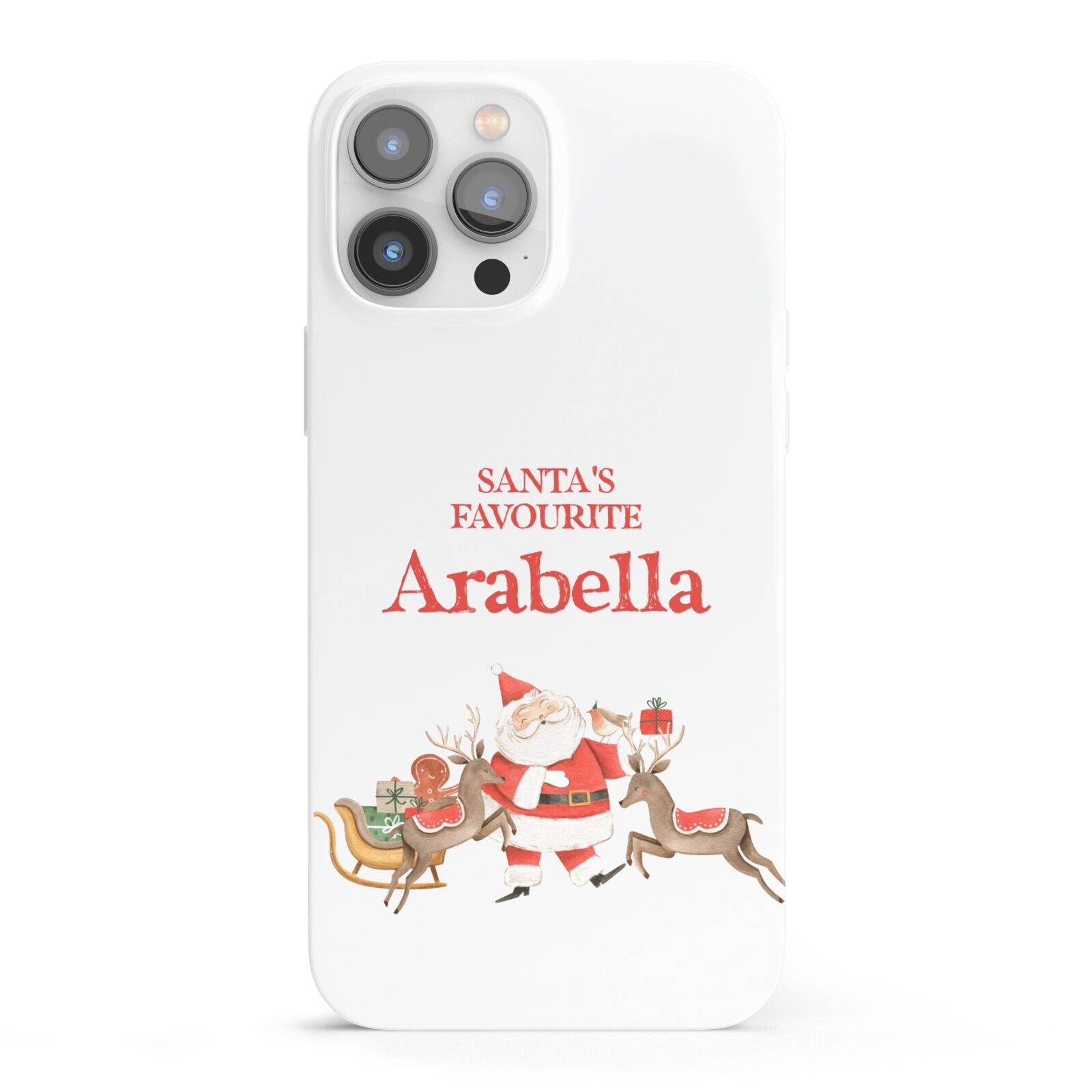 Santas Favourite Personalised Name iPhone 13 Pro Max Full Wrap 3D Snap Case