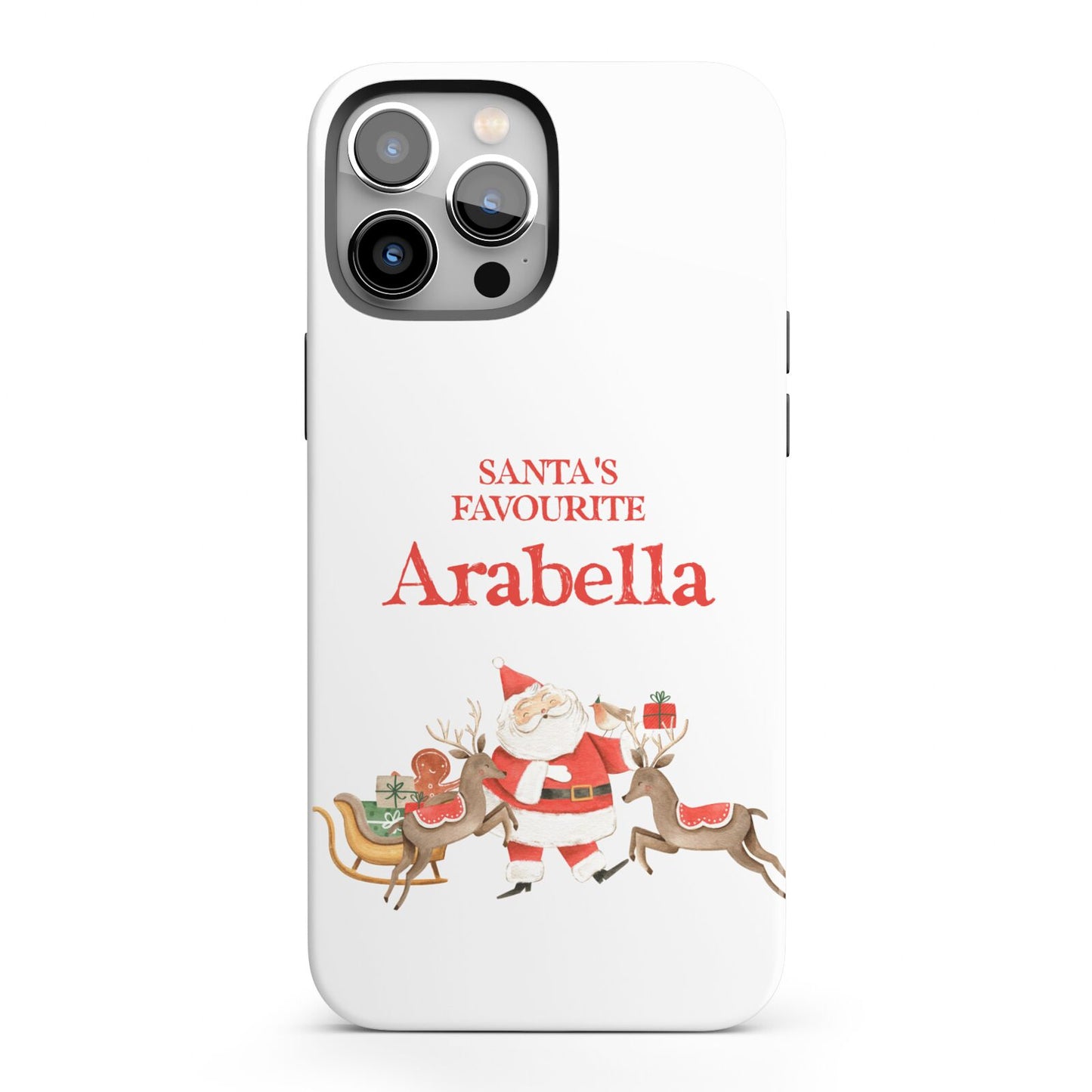 Santas Favourite Personalised Name iPhone 13 Pro Max Full Wrap 3D Tough Case