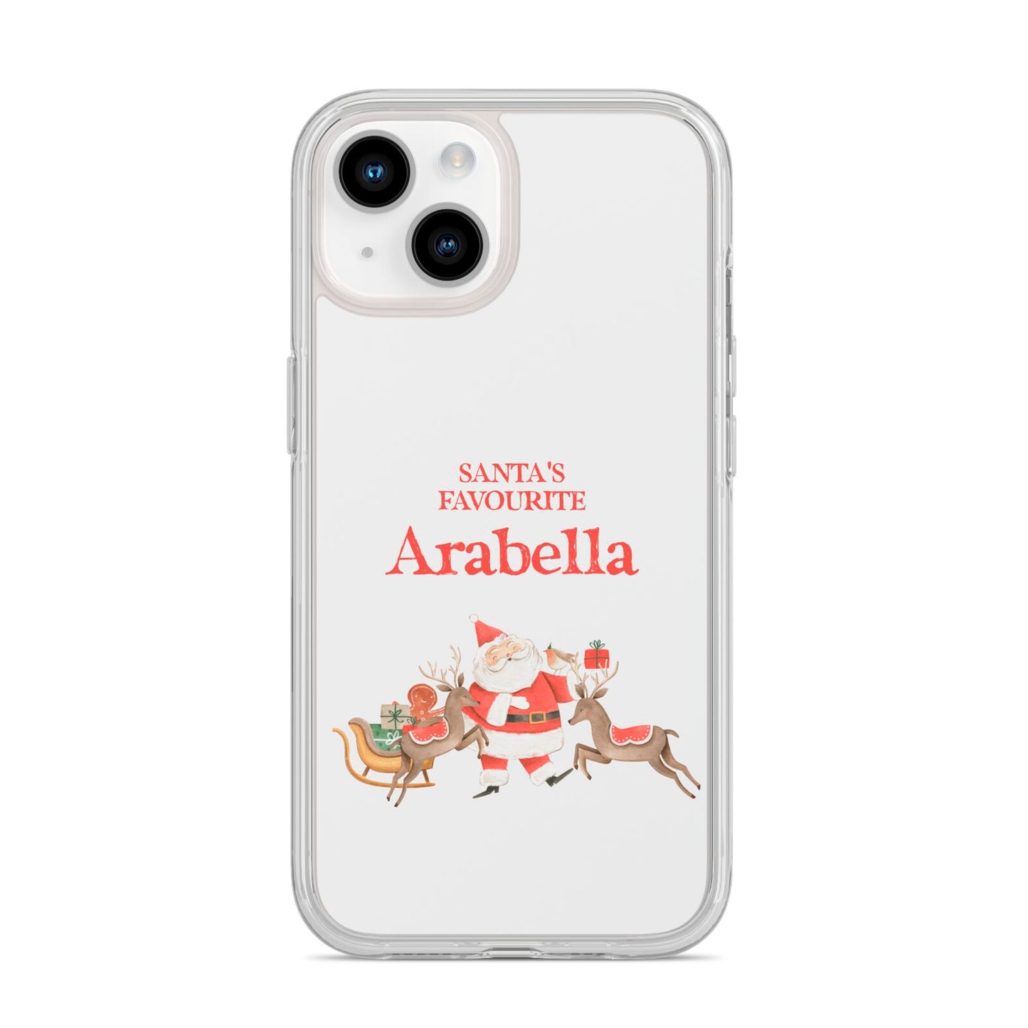 Santas Favourite Personalised Name iPhone 14 Clear Tough Case Starlight