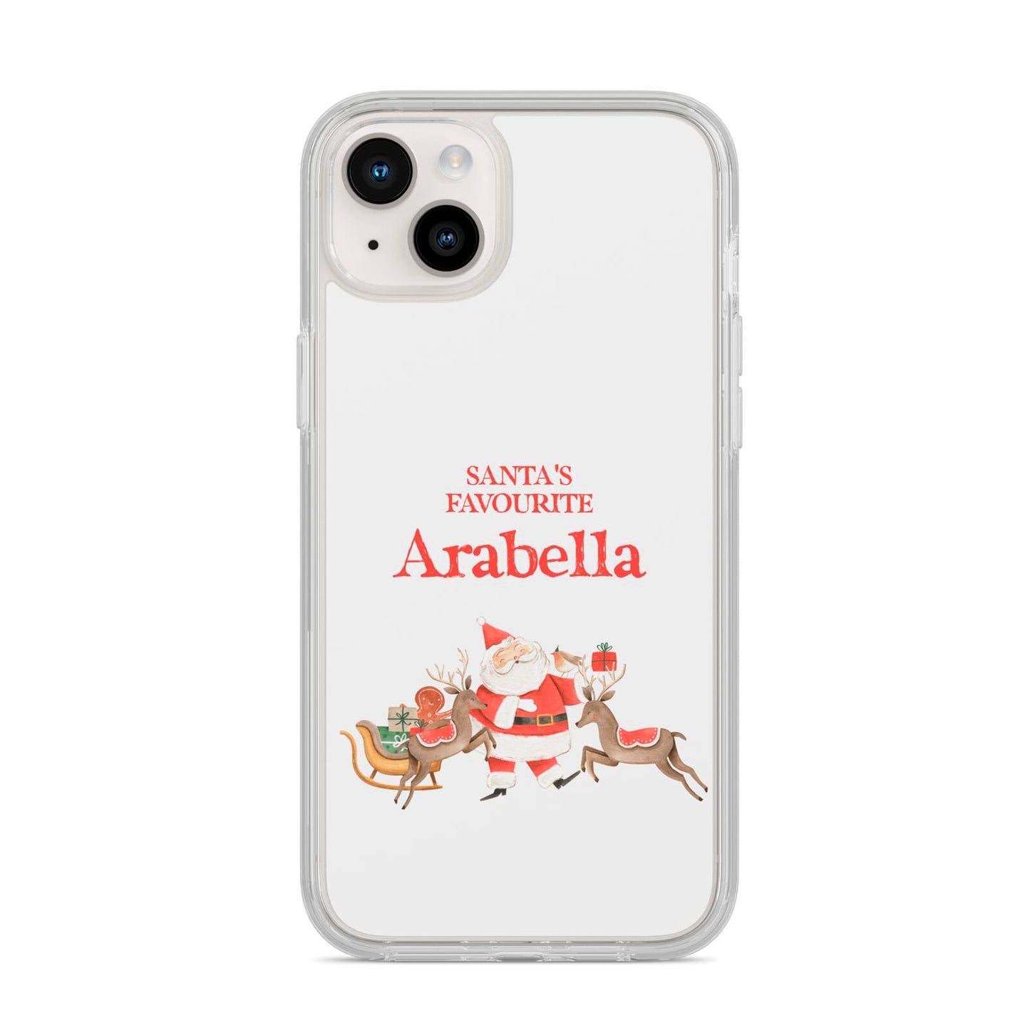 Santas Favourite Personalised Name iPhone 14 Plus Clear Tough Case Starlight