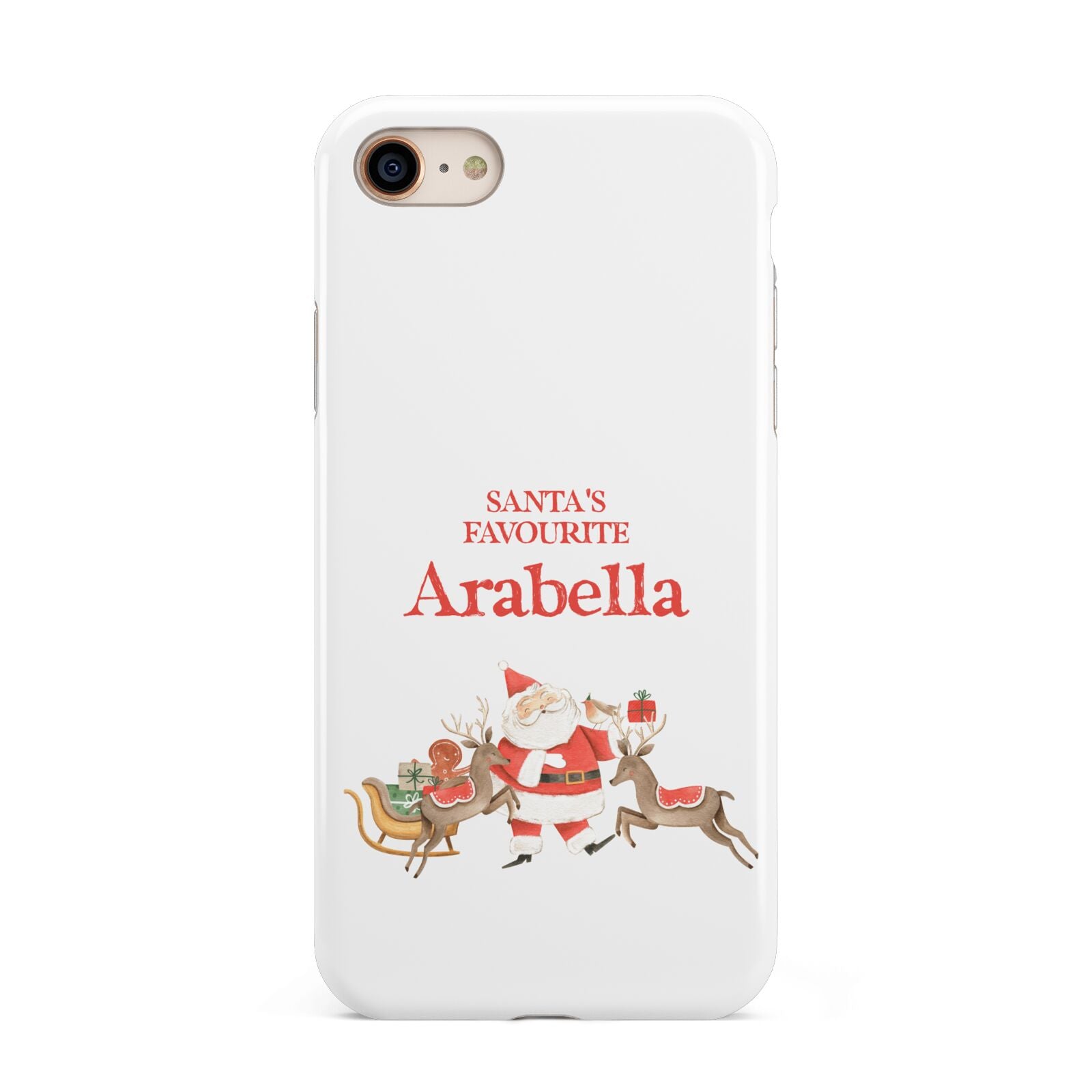 Santas Favourite Personalised Name iPhone 8 3D Tough Case on Gold Phone