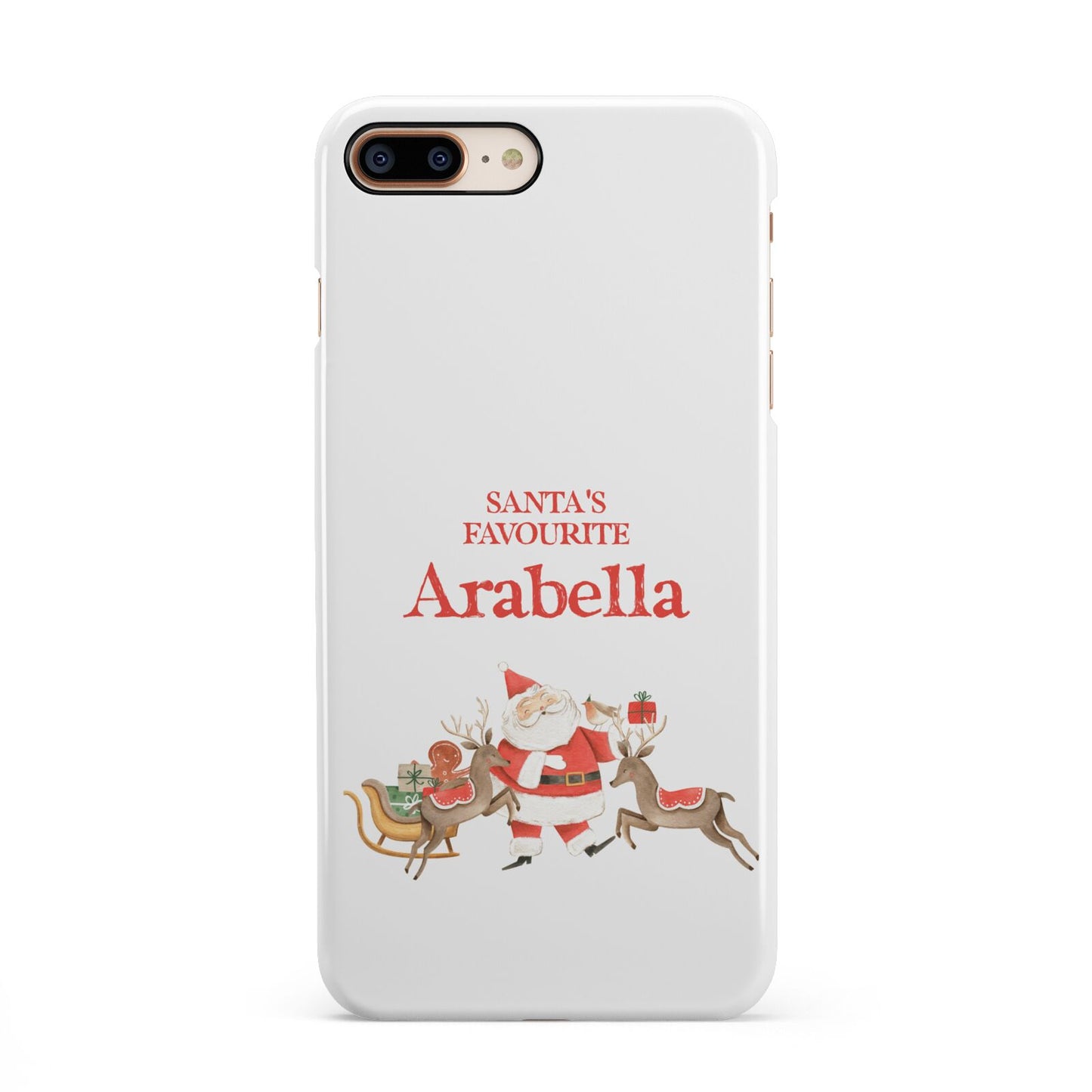 Santas Favourite Personalised Name iPhone 8 Plus 3D Snap Case on Gold Phone