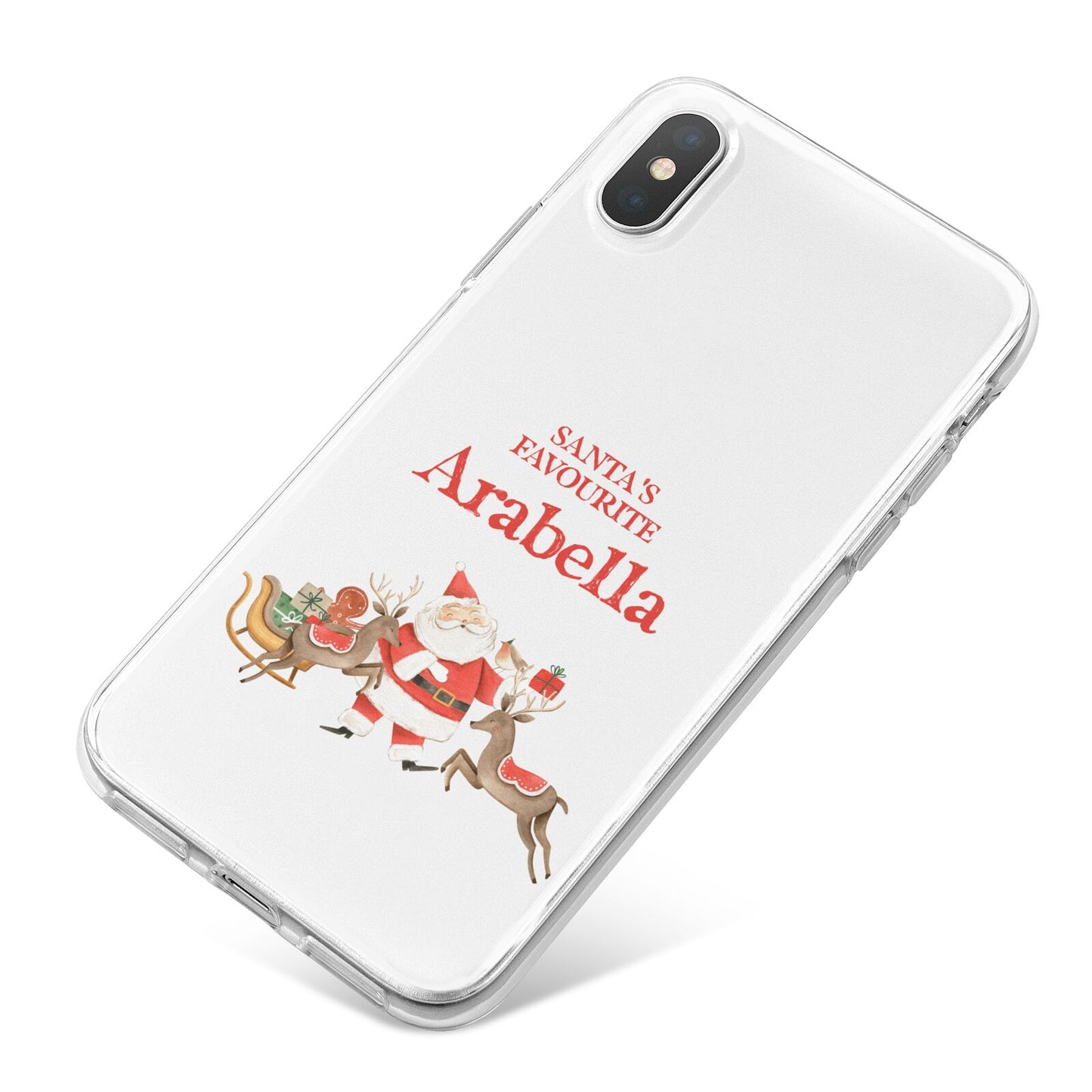 Santas Favourite Personalised Name iPhone X Bumper Case on Silver iPhone