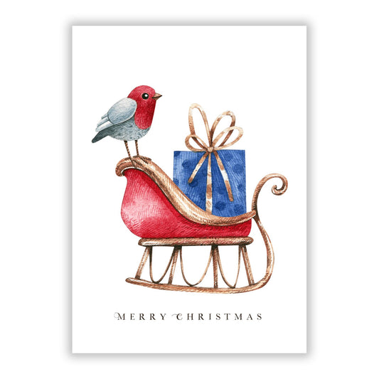 Santas Sleigh A5 Flat Greetings Card