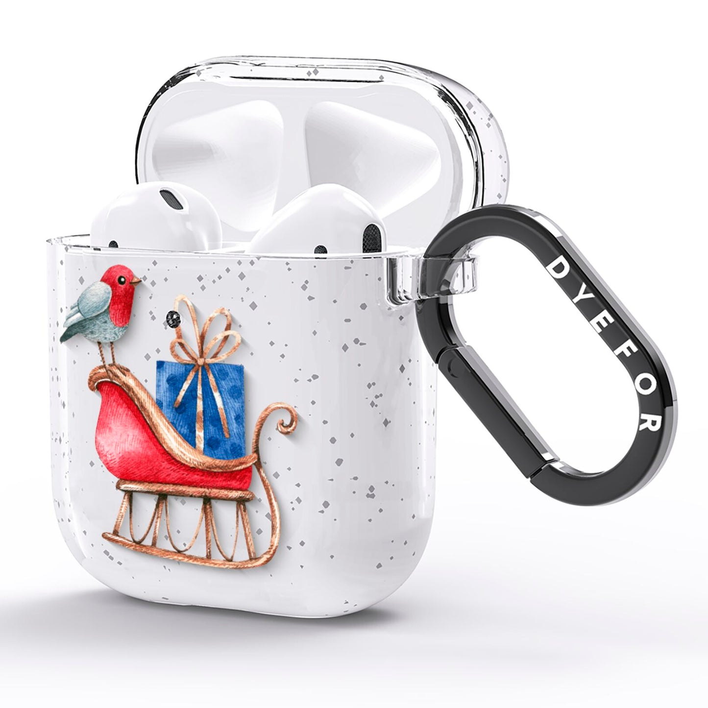 Santas Sleigh AirPods Glitter Case Side Image