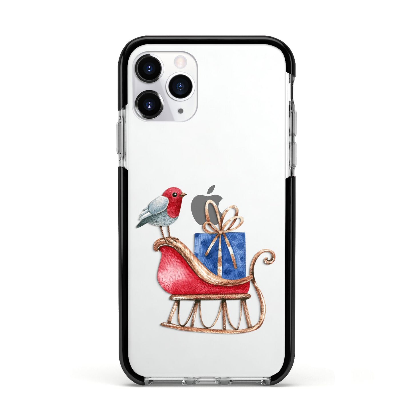 Santas Sleigh Apple iPhone 11 Pro in Silver with Black Impact Case