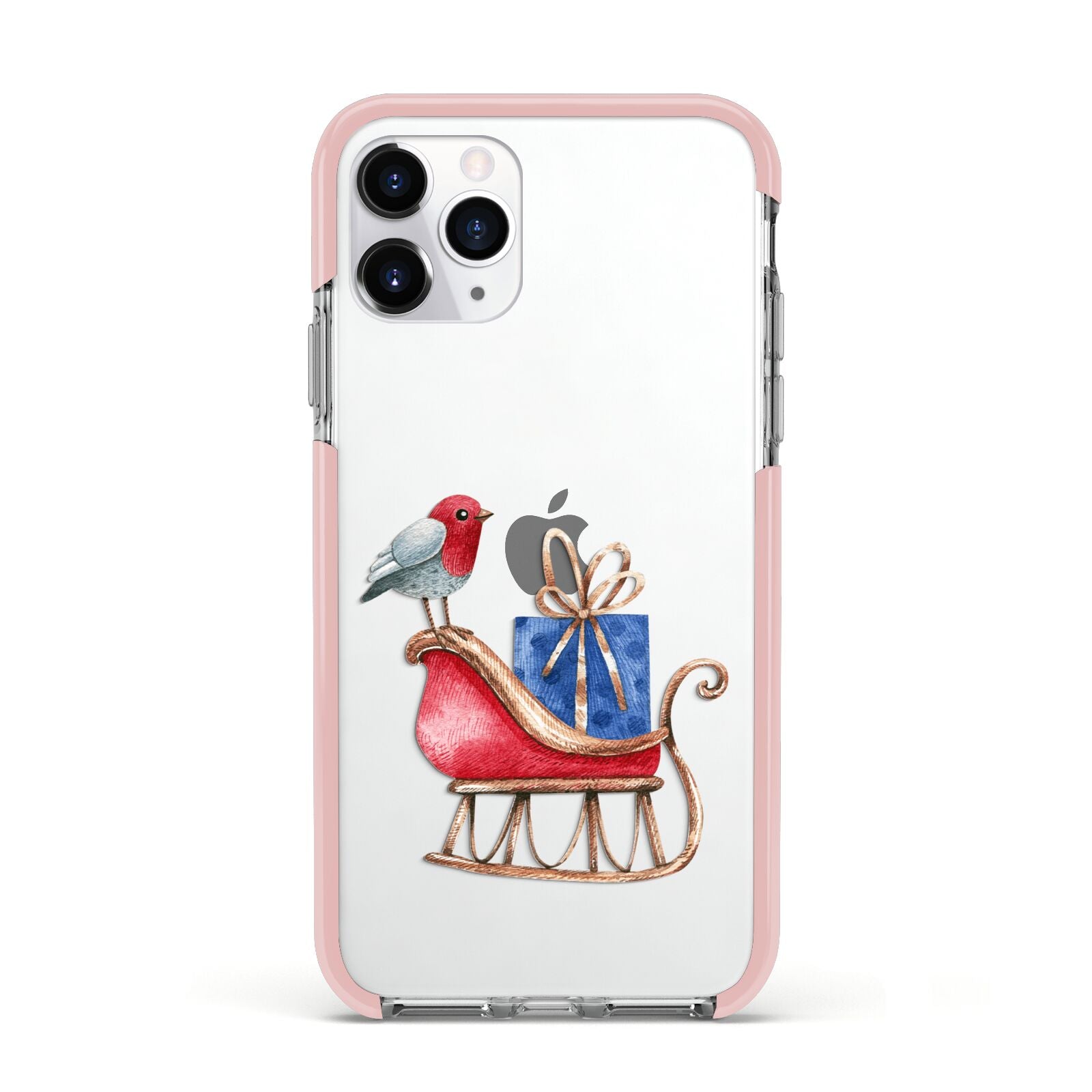 Santas Sleigh Apple iPhone 11 Pro in Silver with Pink Impact Case