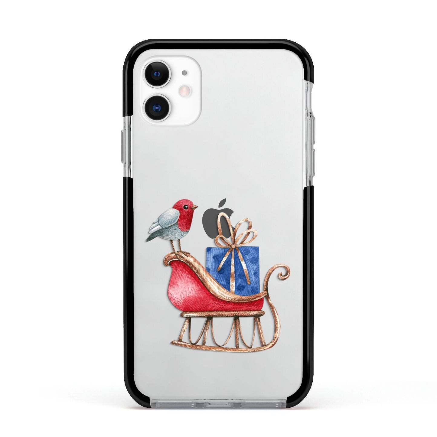 Santas Sleigh Apple iPhone 11 in White with Black Impact Case