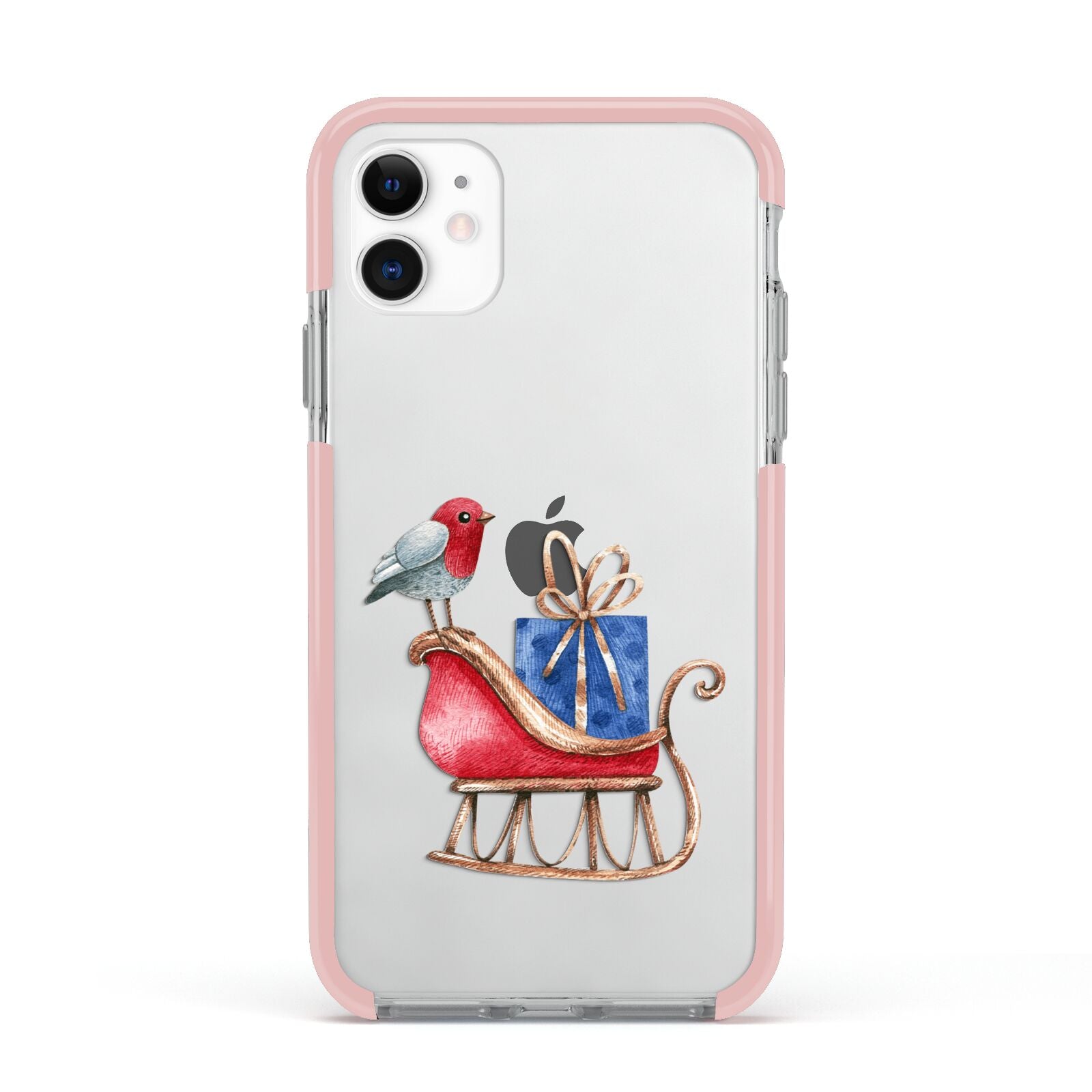 Santas Sleigh Apple iPhone 11 in White with Pink Impact Case