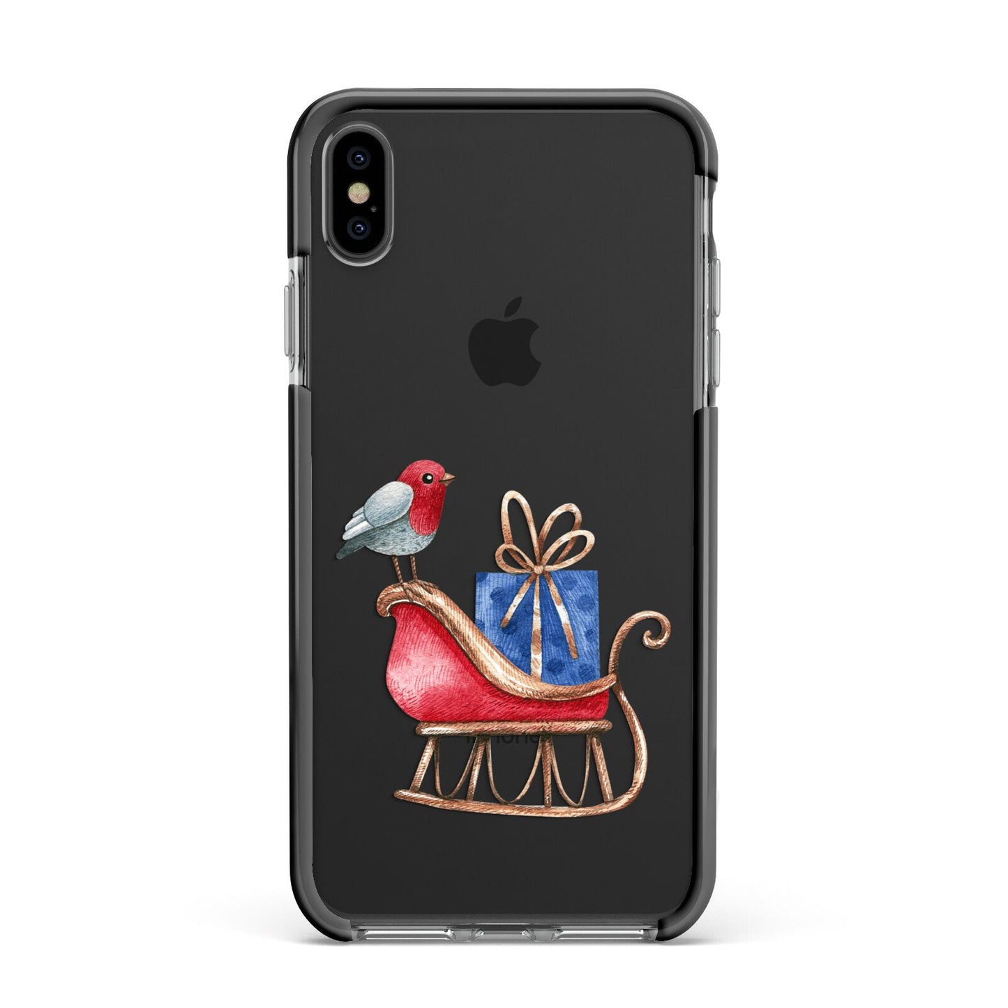 Santas Sleigh Apple iPhone Xs Max Impact Case Black Edge on Black Phone