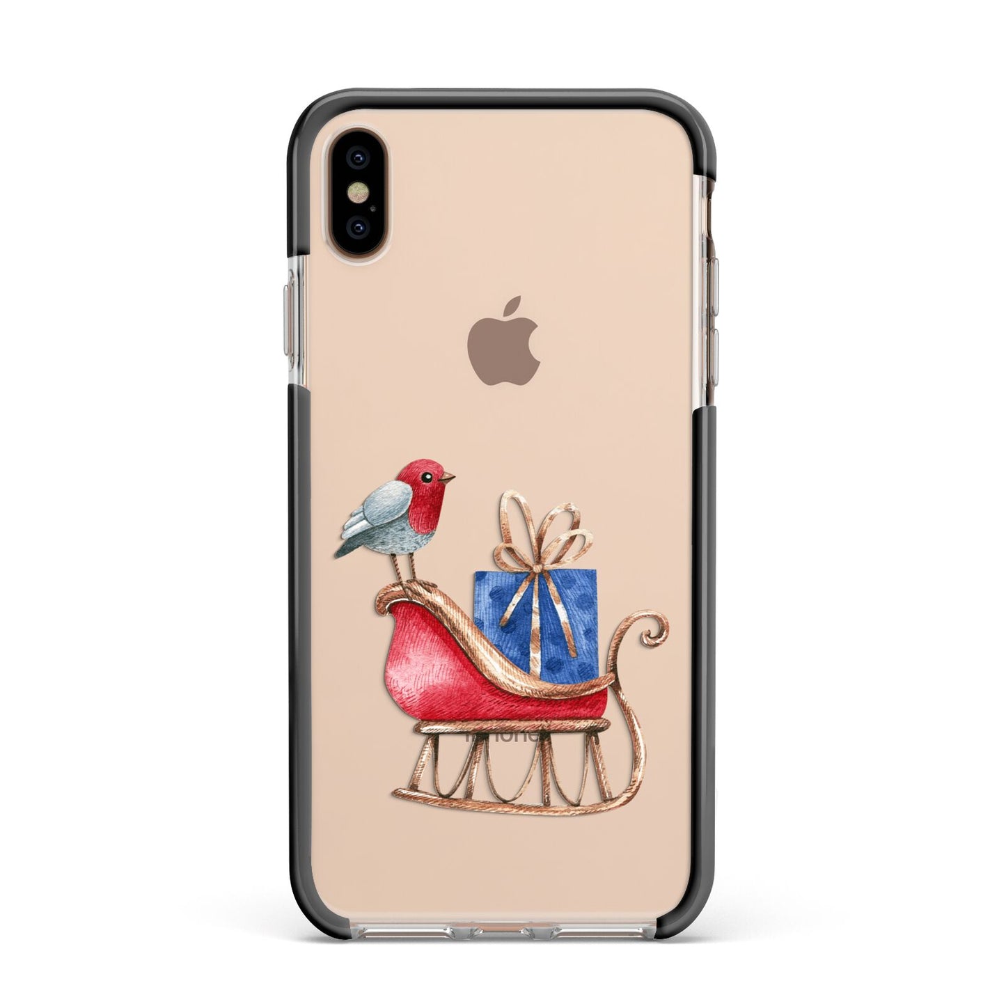 Santas Sleigh Apple iPhone Xs Max Impact Case Black Edge on Gold Phone