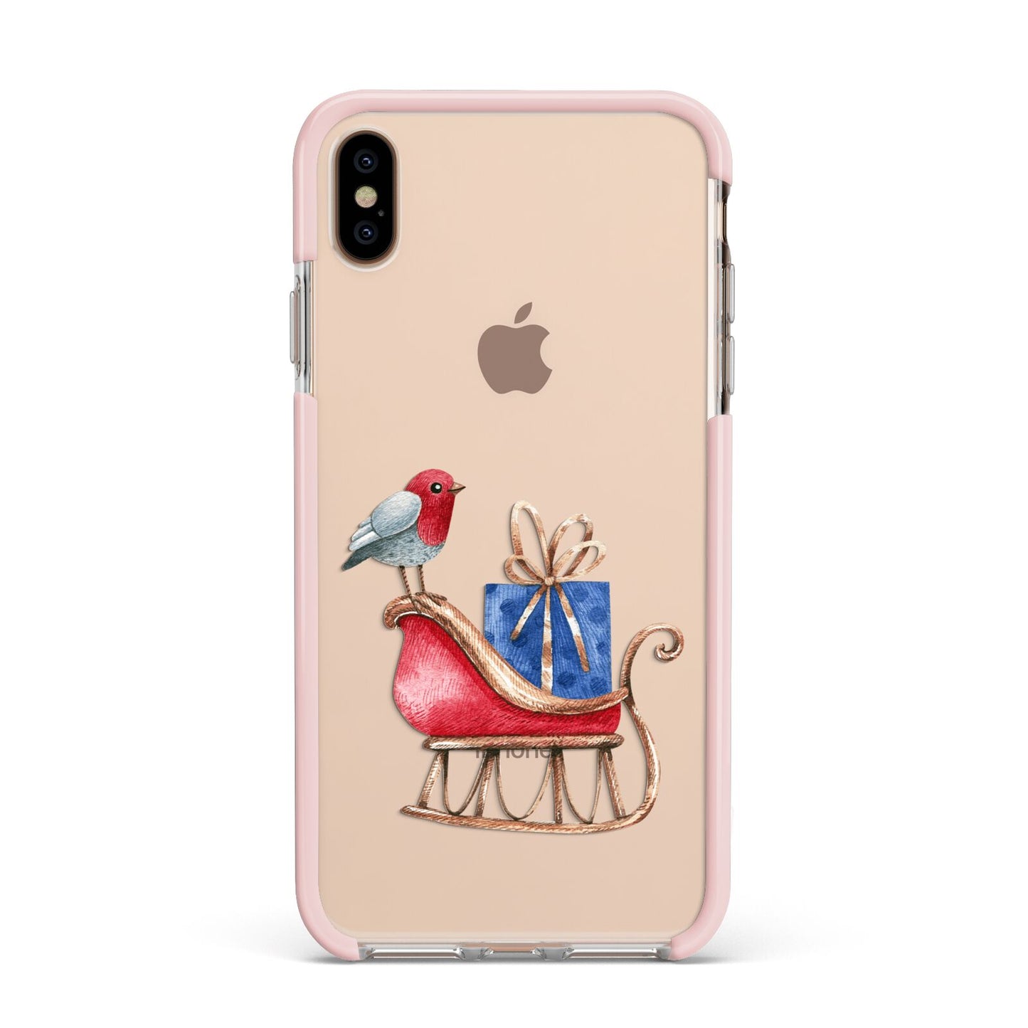 Santas Sleigh Apple iPhone Xs Max Impact Case Pink Edge on Gold Phone