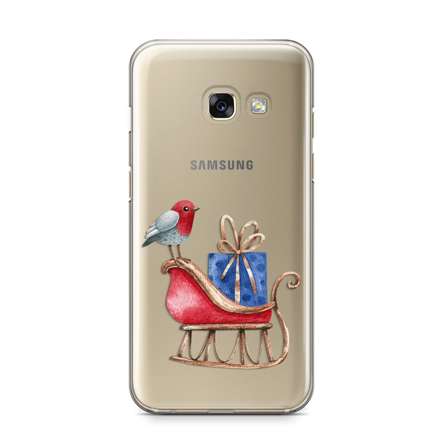 Santas Sleigh Samsung Galaxy A3 2017 Case on gold phone