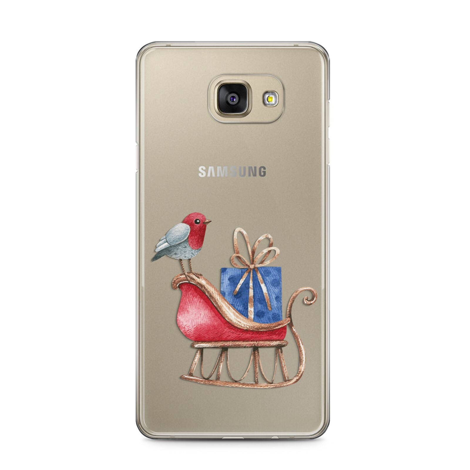 Santas Sleigh Samsung Galaxy A5 2016 Case on gold phone