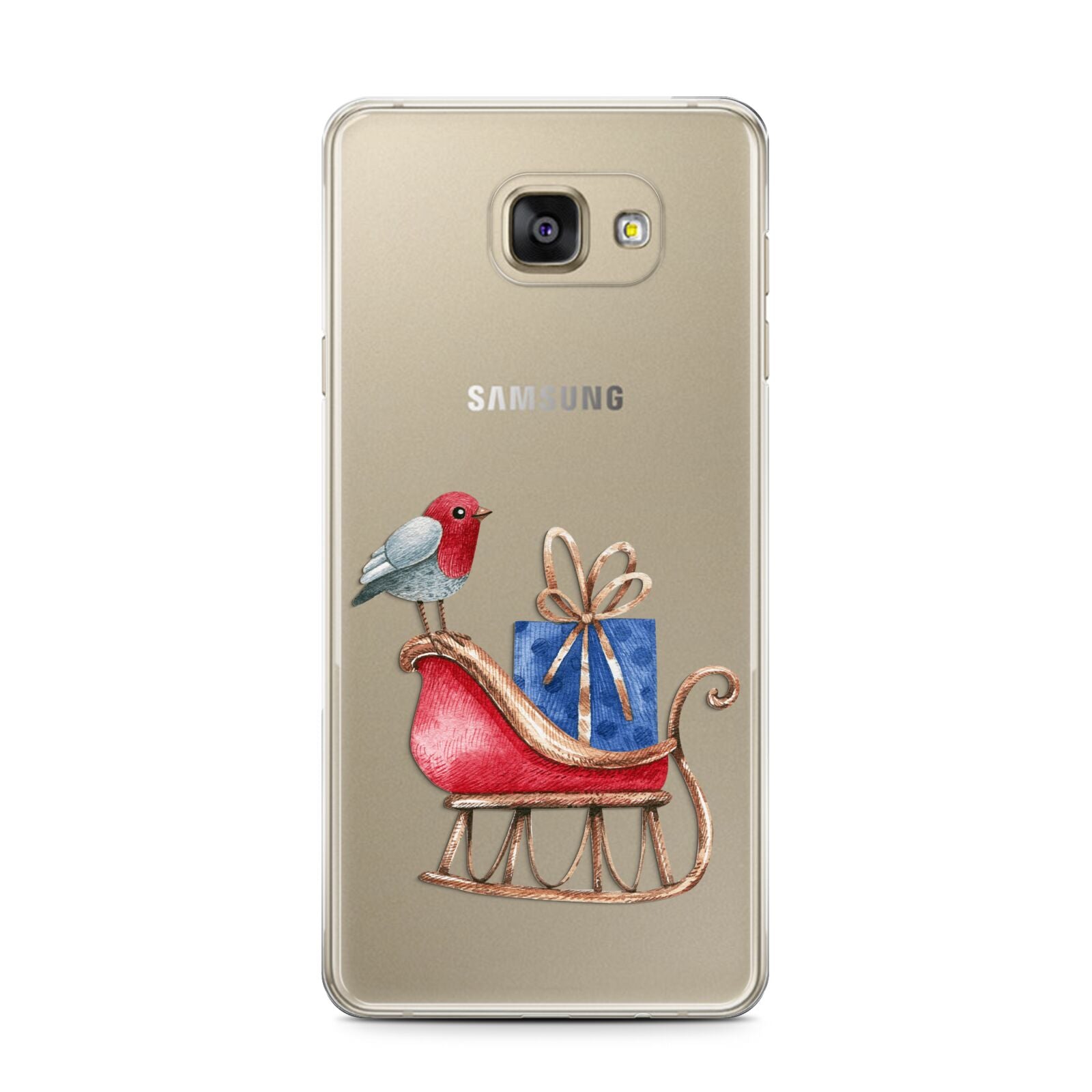 Santas Sleigh Samsung Galaxy A7 2016 Case on gold phone